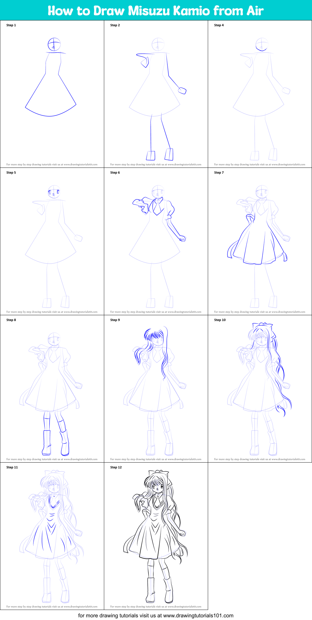 How to Draw Misuzu Kamio from Air Printable Step by Step