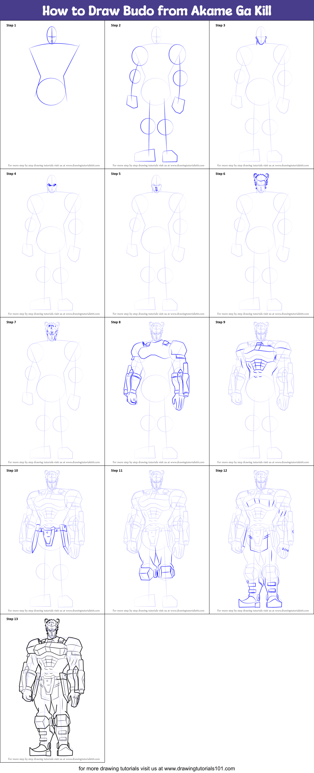 How to Draw Budo from Akame Ga Kill Printable Step by Step