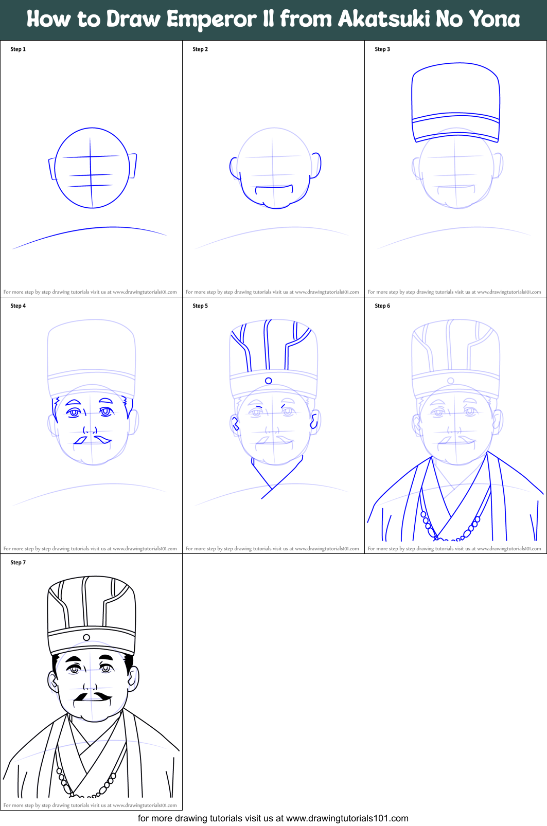 How to Draw Emperor Il from Akatsuki No Yona Printable Step by Step