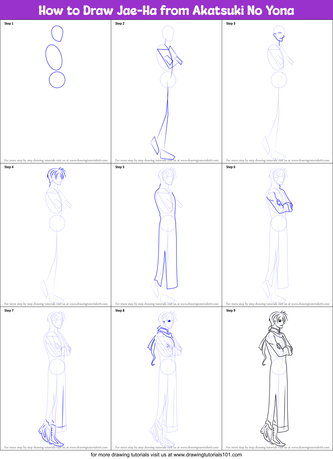 How to Draw Jae-Ha from Akatsuki No Yona Printable Step by Step