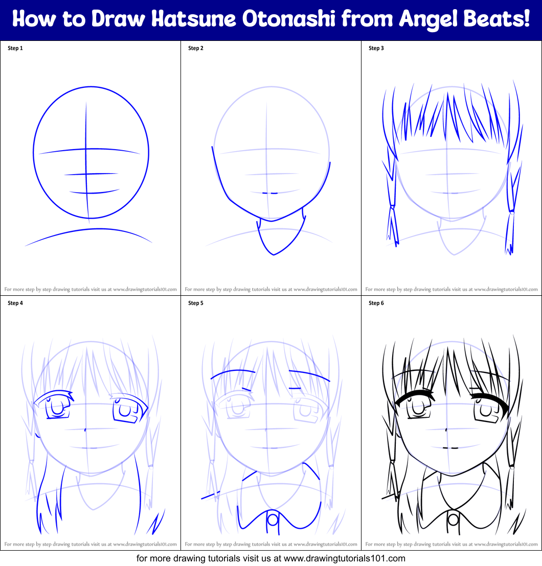 How to Draw Hatsune Otonashi from Angel Beats! Printable Step by Step