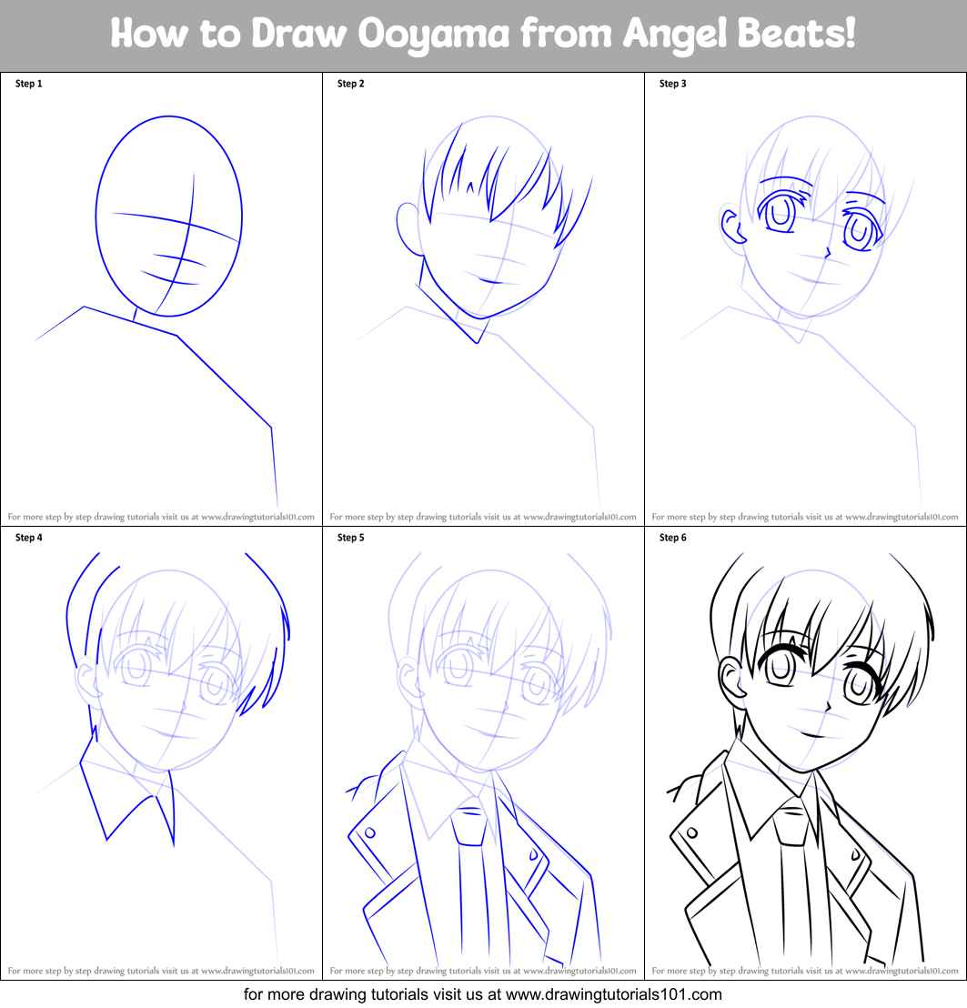 How to Draw Ooyama from Angel Beats! Printable Step by Step