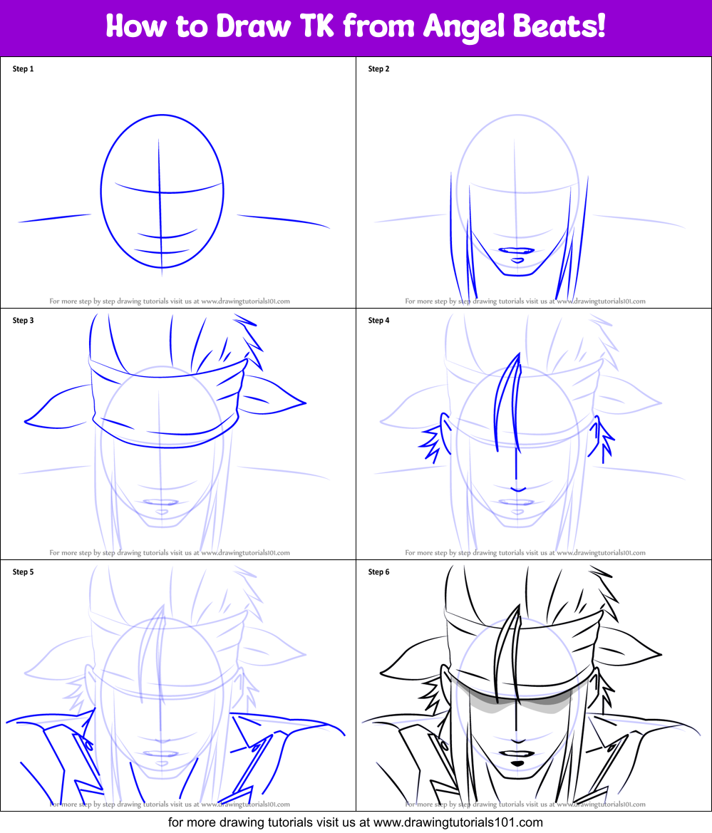 How to Draw TK from Angel Beats! Printable Step by Step