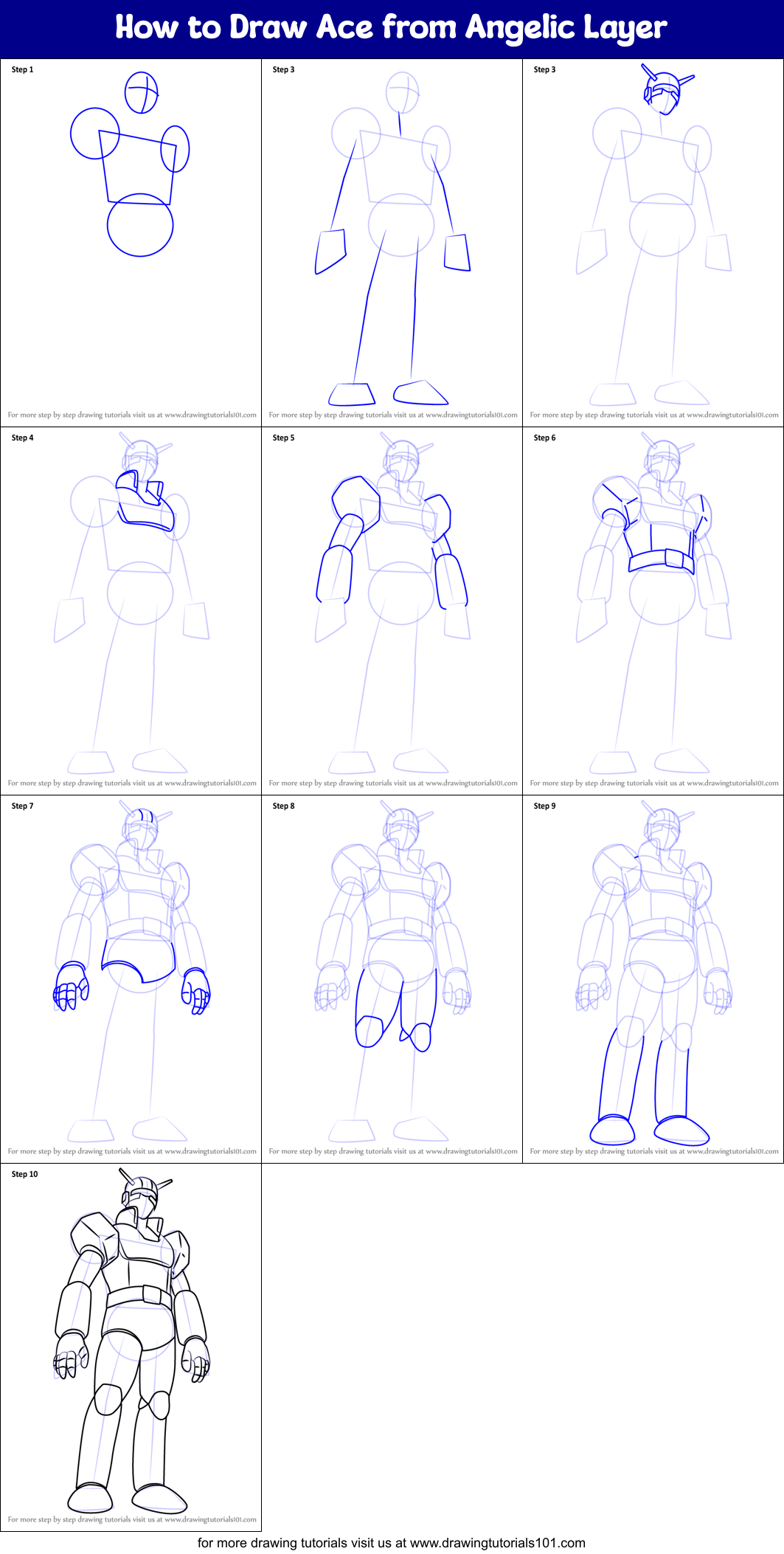 How to Draw Ace from Angelic Layer Printable Step by Step