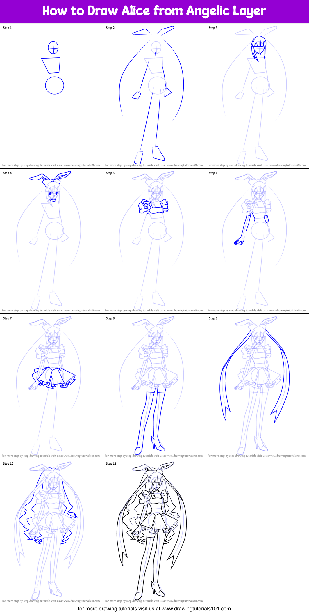How to Draw Alice from Angelic Layer Printable Step by Step