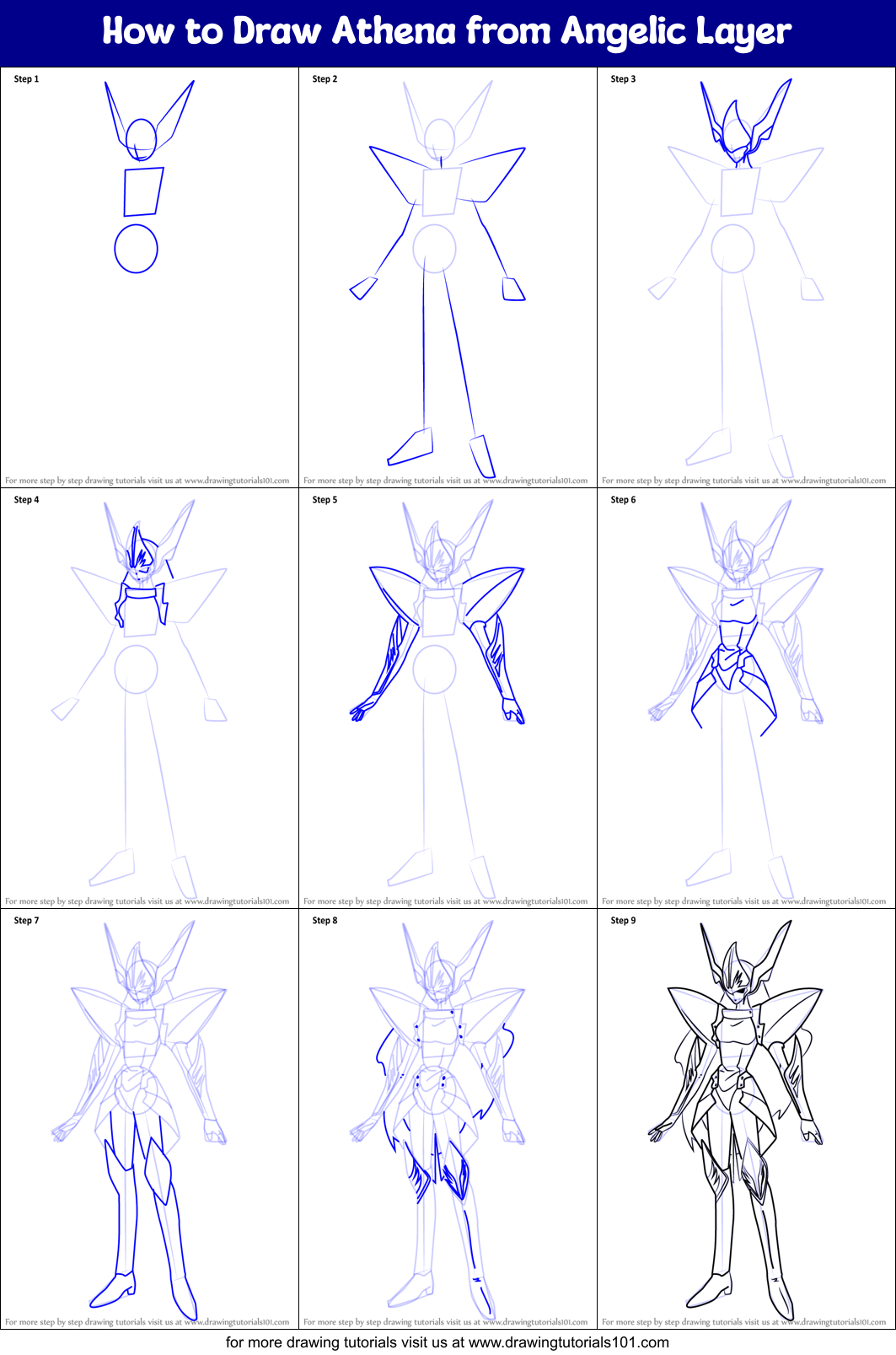 How to Draw Athena from Angelic Layer Printable Step by Step
