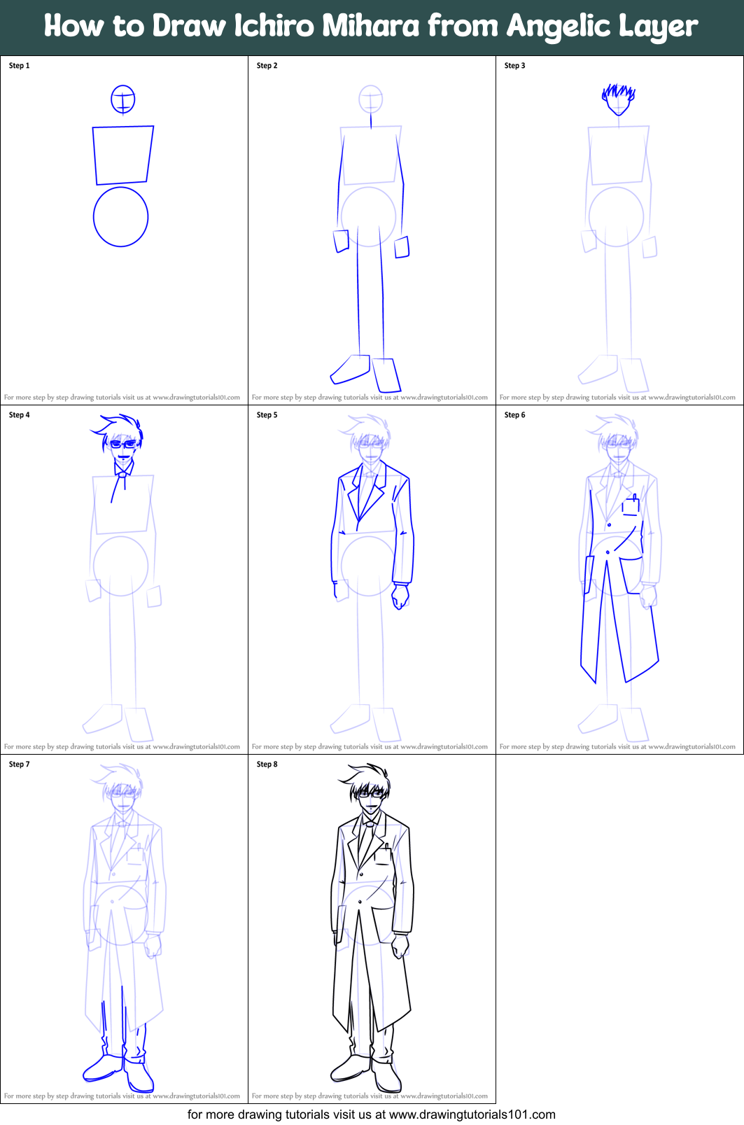 How to Draw Ichiro Mihara from Angelic Layer Printable Step by Step