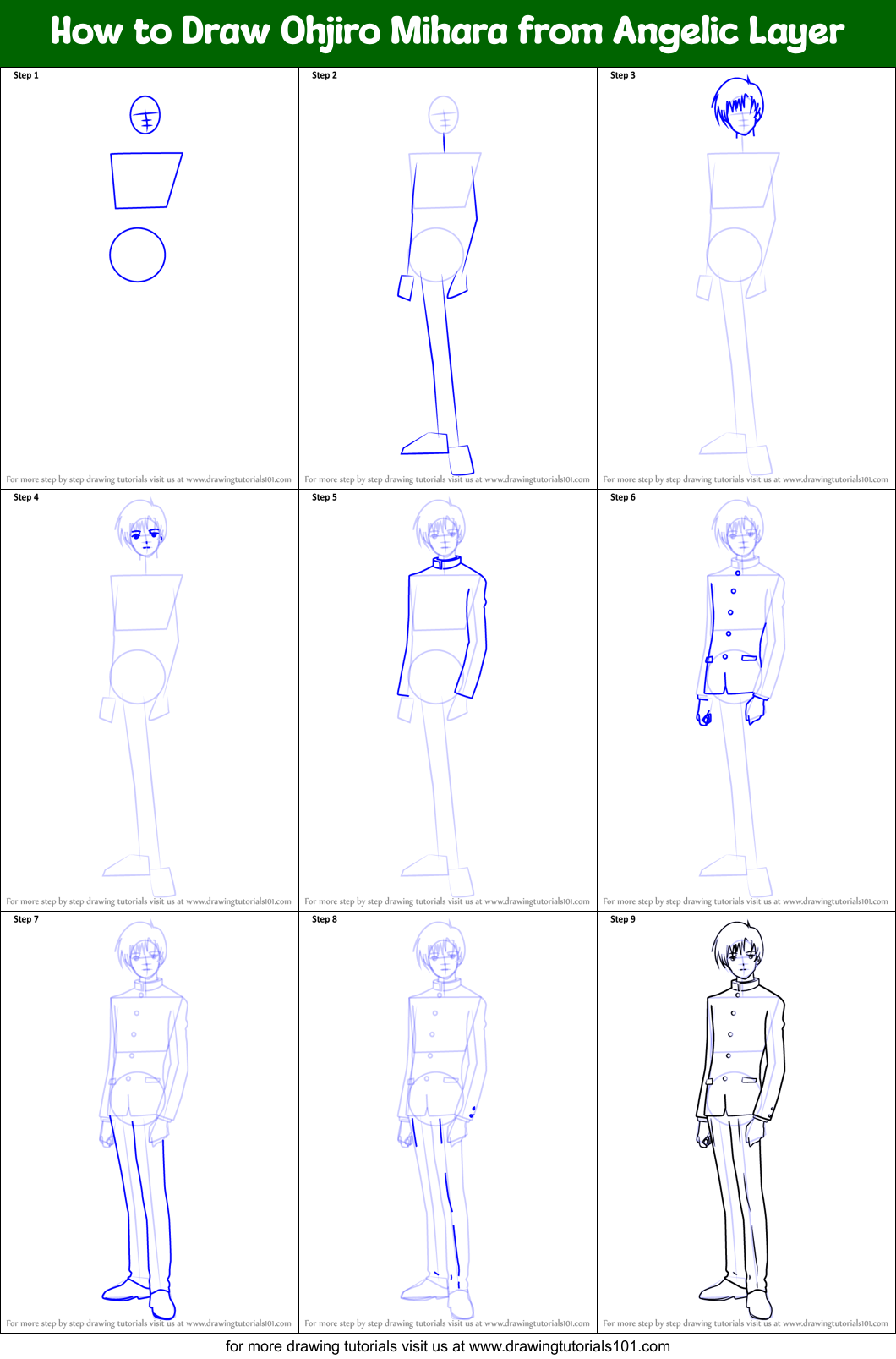How to Draw Ohjiro Mihara from Angelic Layer Printable Step by Step
