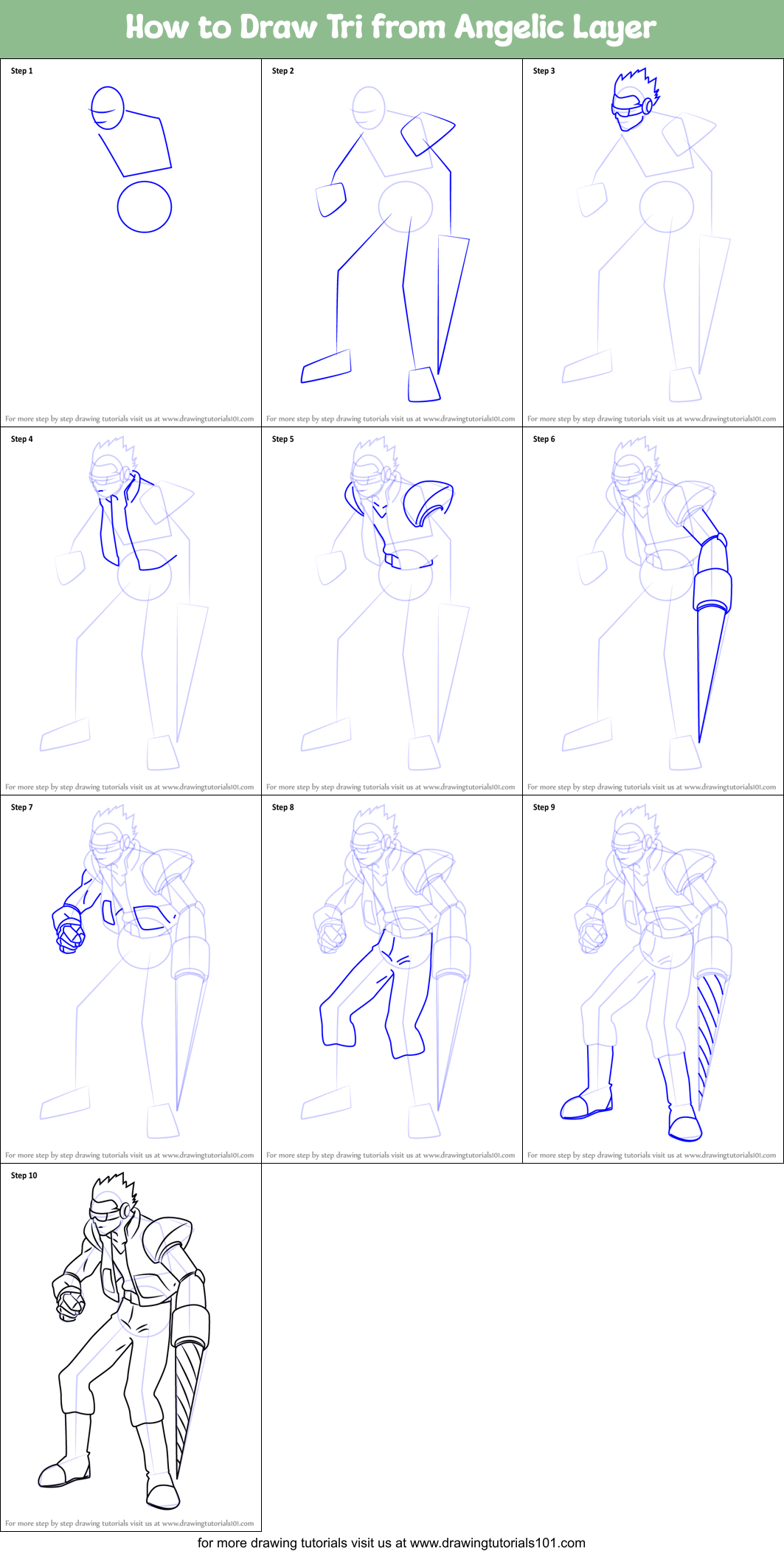 How to Draw Tri from Angelic Layer Printable Step by Step