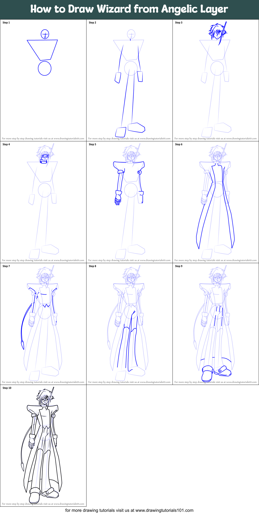 How to Draw Wizard from Angelic Layer Printable Step by Step