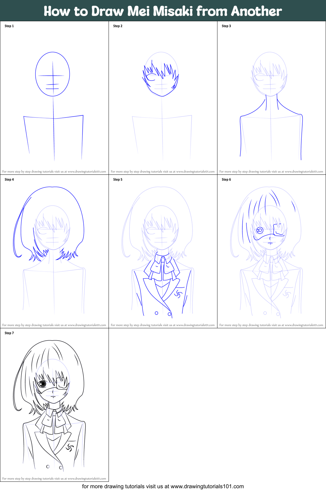 How to Draw Mei Misaki from Another Printable Step by Step