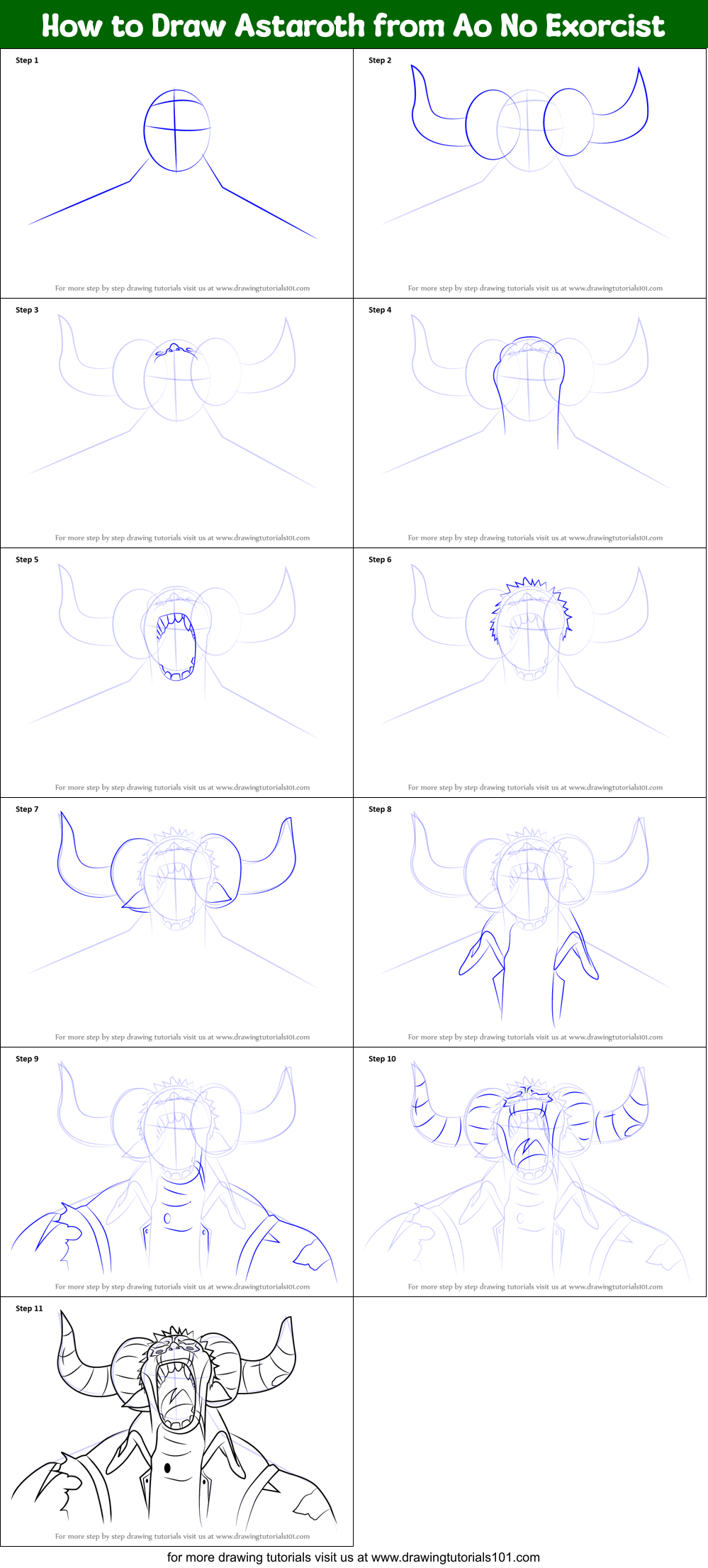 How to Draw Astaroth from Ao No Exorcist Printable Step by Step