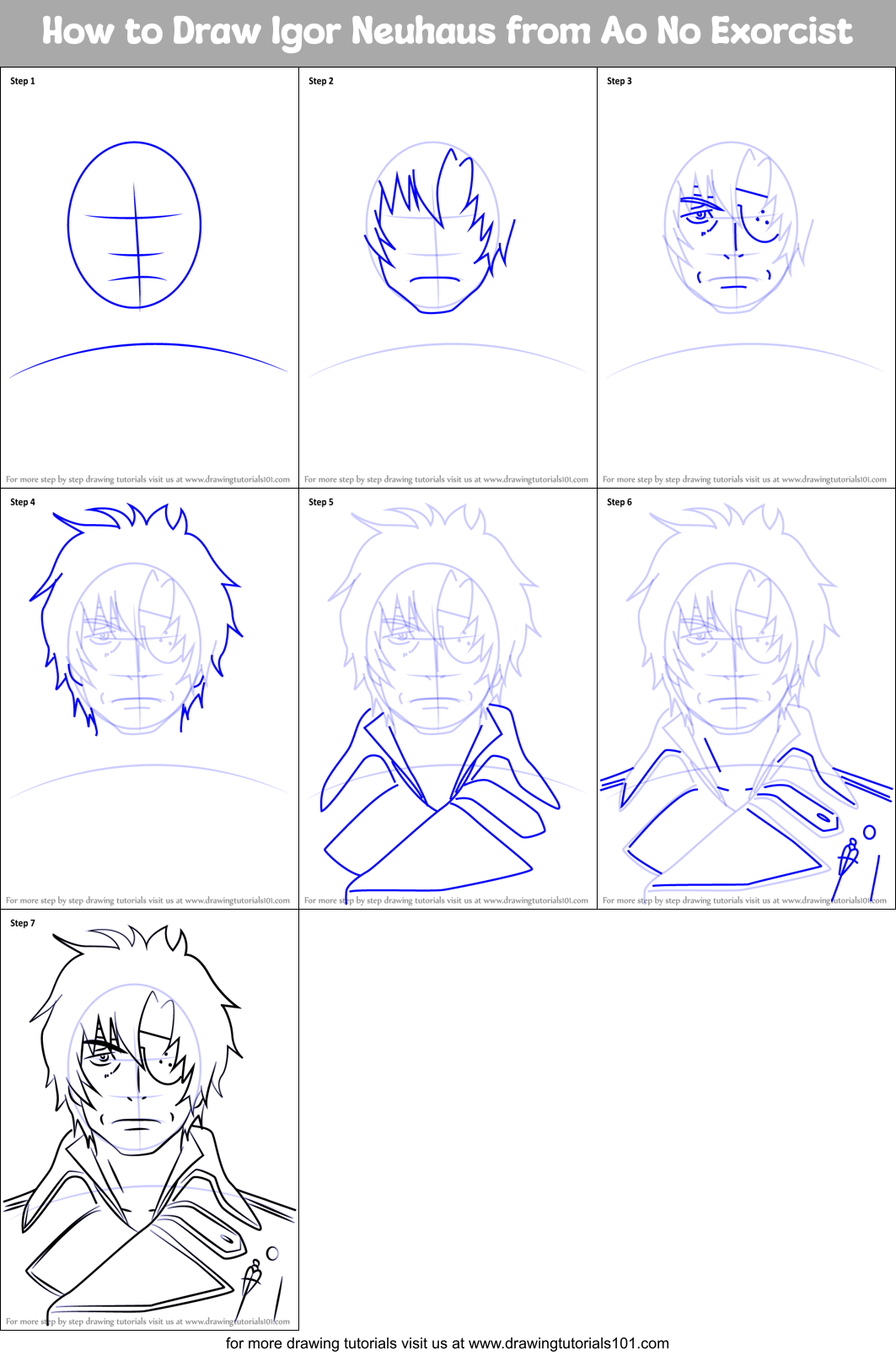 How to Draw Igor Neuhaus from Ao No Exorcist Printable Step by Step