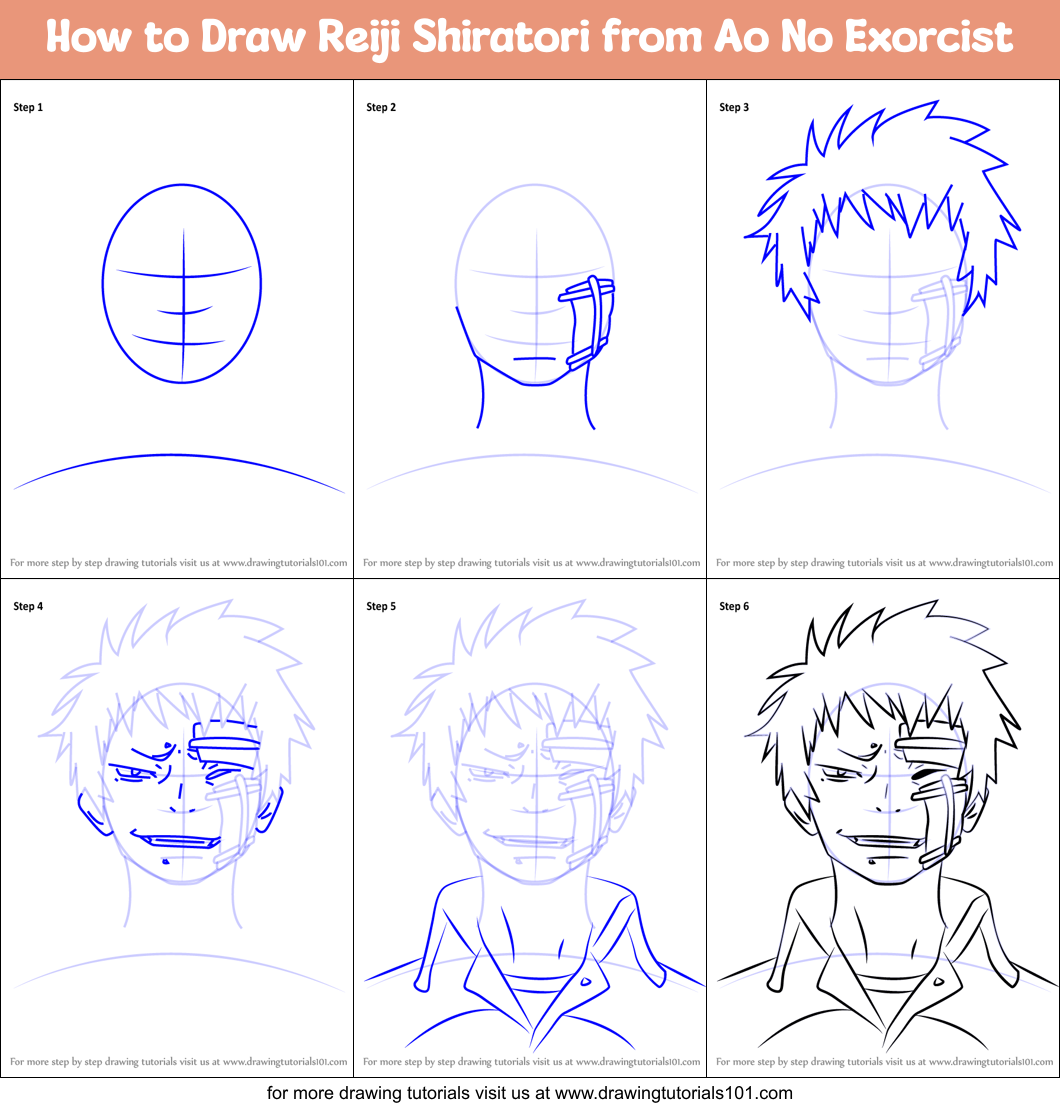 How to Draw Reiji Shiratori from Ao No Exorcist Printable Step by Step