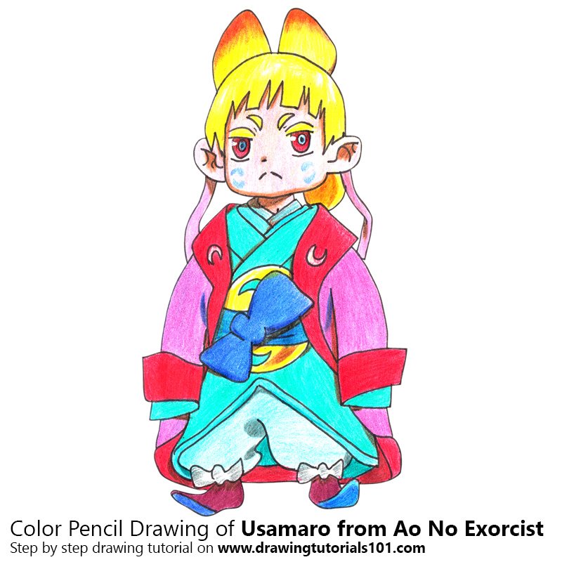 How to Draw Usamaro from Ao No Exorcist by Color Pencils