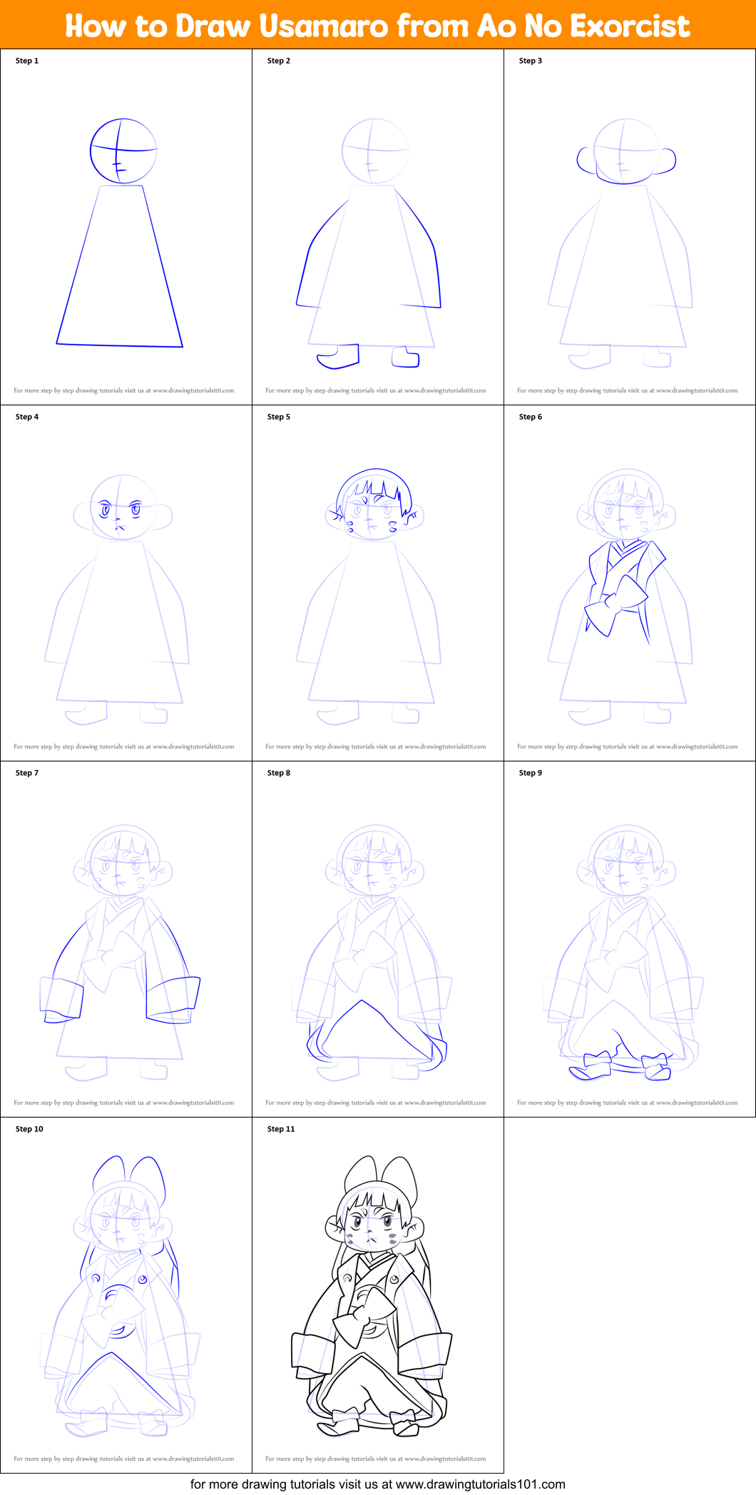 How to Draw Usamaro from Ao No Exorcist Printable Step by Step