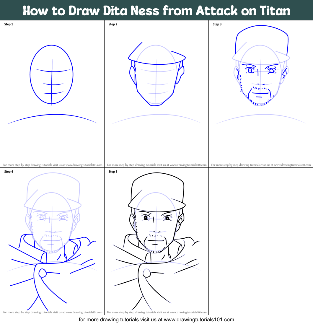 How to Draw Dita Ness from Attack on Titan Printable Step by Step