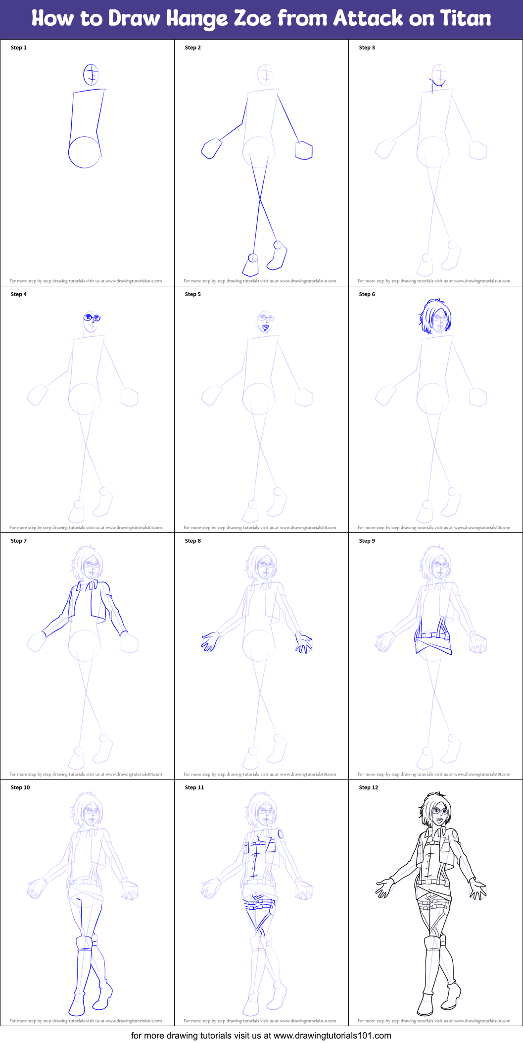 How to Draw Hange Zoe from Attack on Titan Printable Step by Step