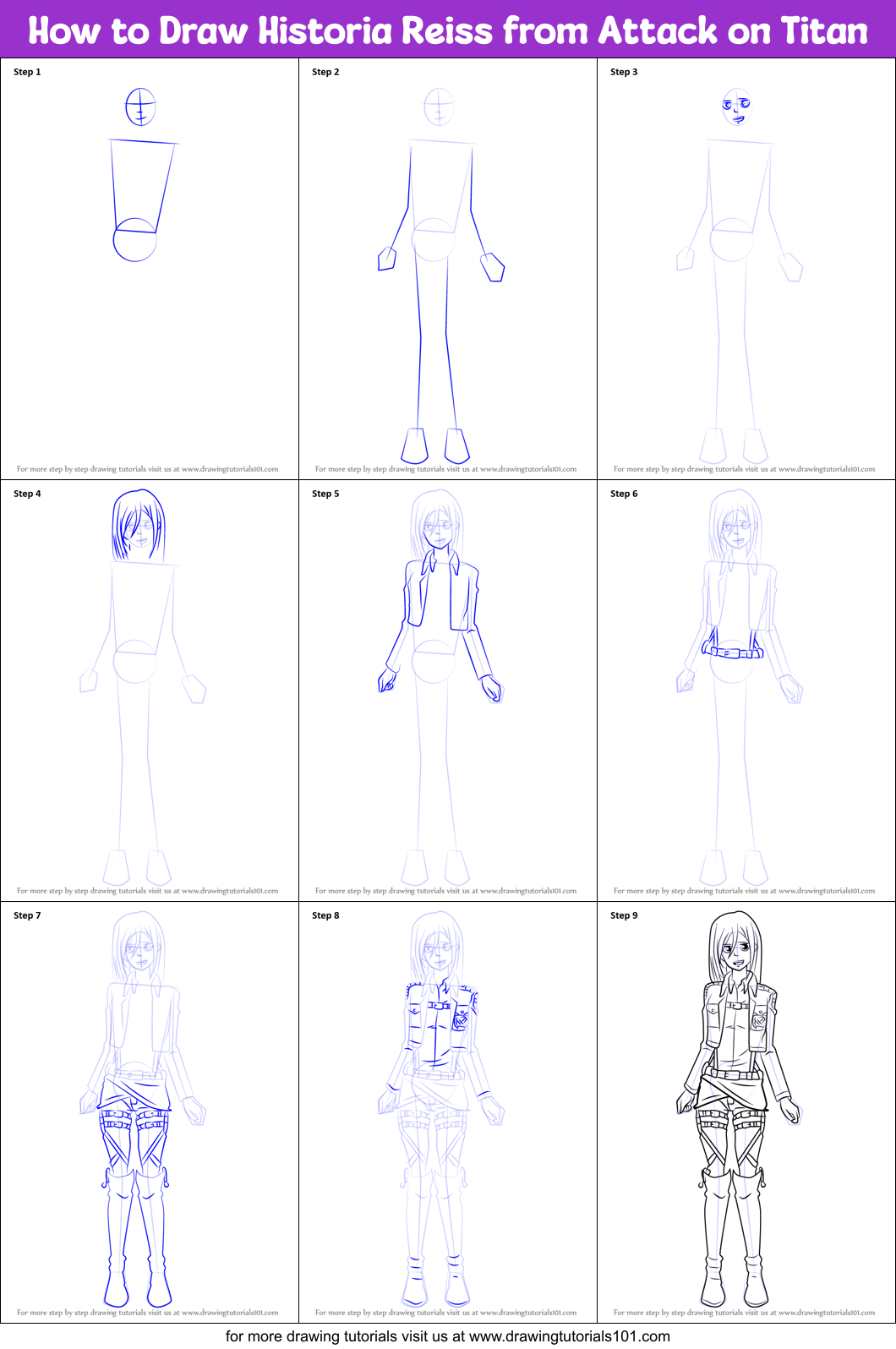 How to Draw Historia Reiss from Attack on Titan Printable Step by Step