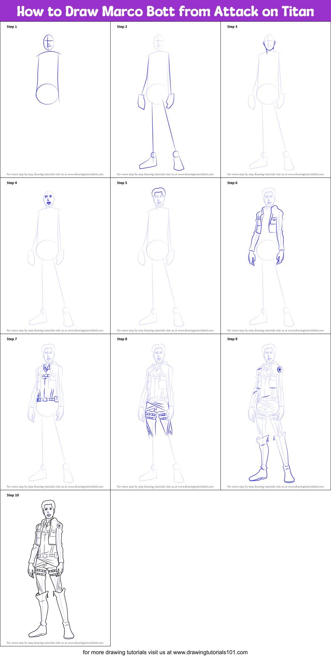 How to Draw Marco Bott from Attack on Titan Printable Step by Step