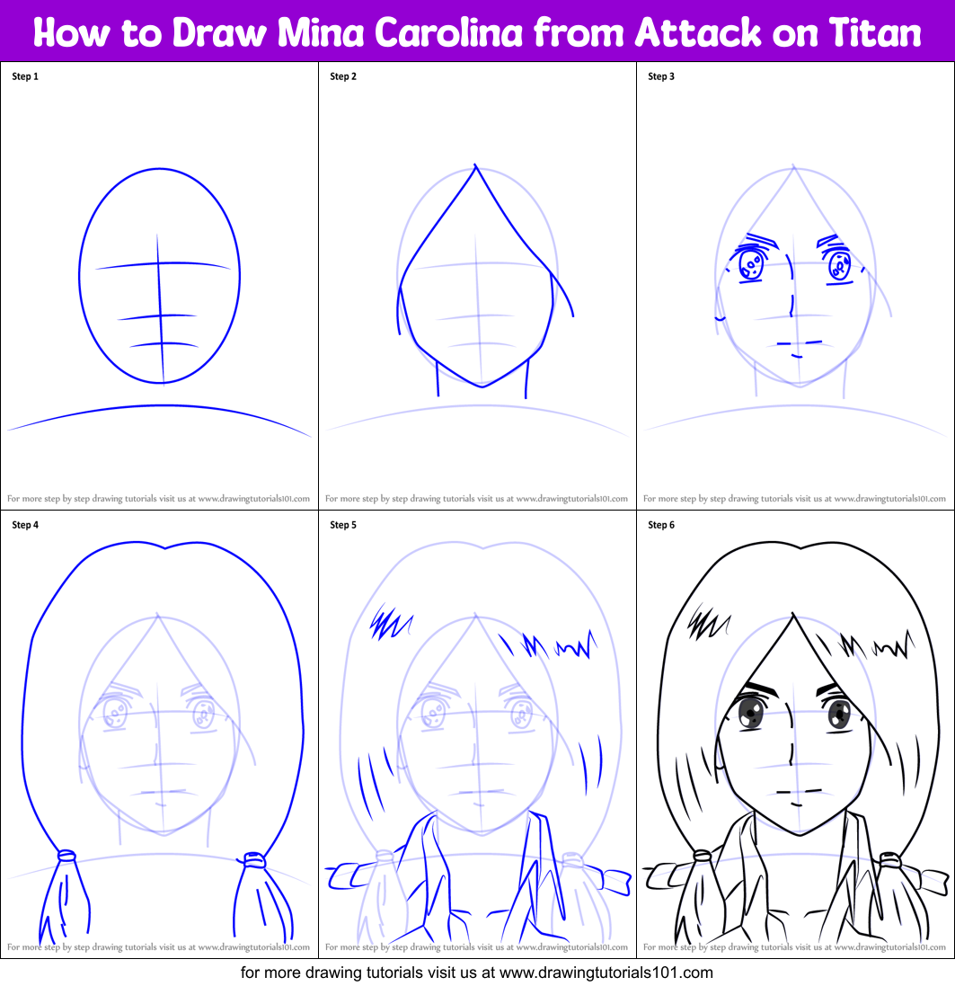 How to Draw Mina Carolina from Attack on Titan Printable Step by Step