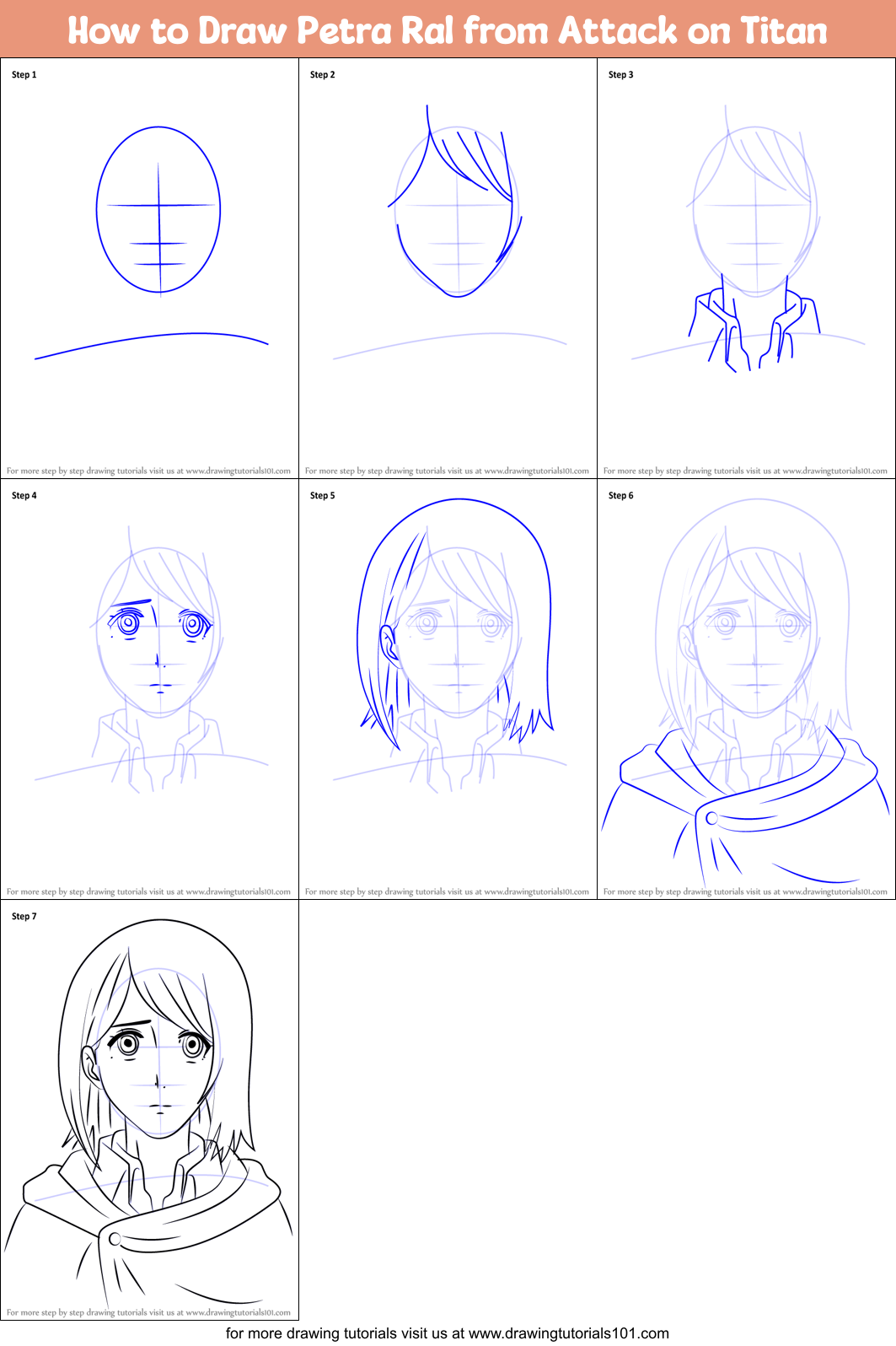 How to Draw Petra Ral from Attack on Titan Printable Step by Step