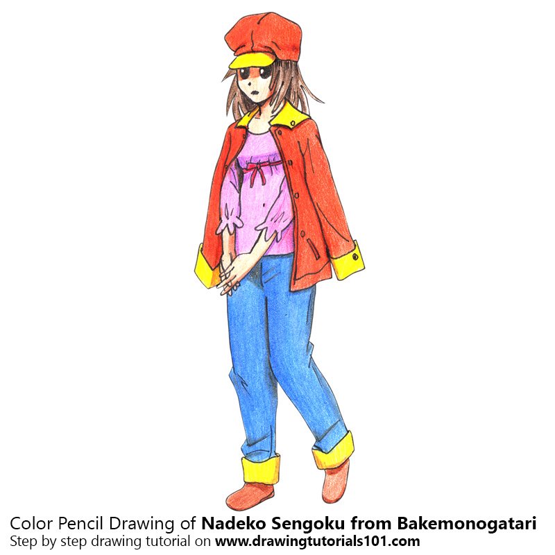 How to Draw Nadeko Sengoku from Bakemonogatari by Color Pencils