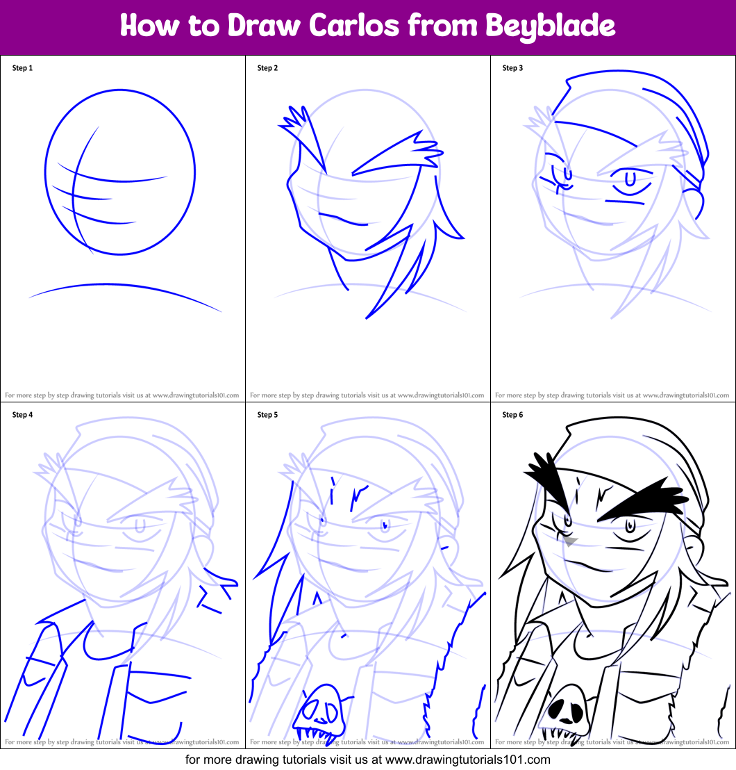 How to Draw Carlos from Beyblade Printable Step by Step