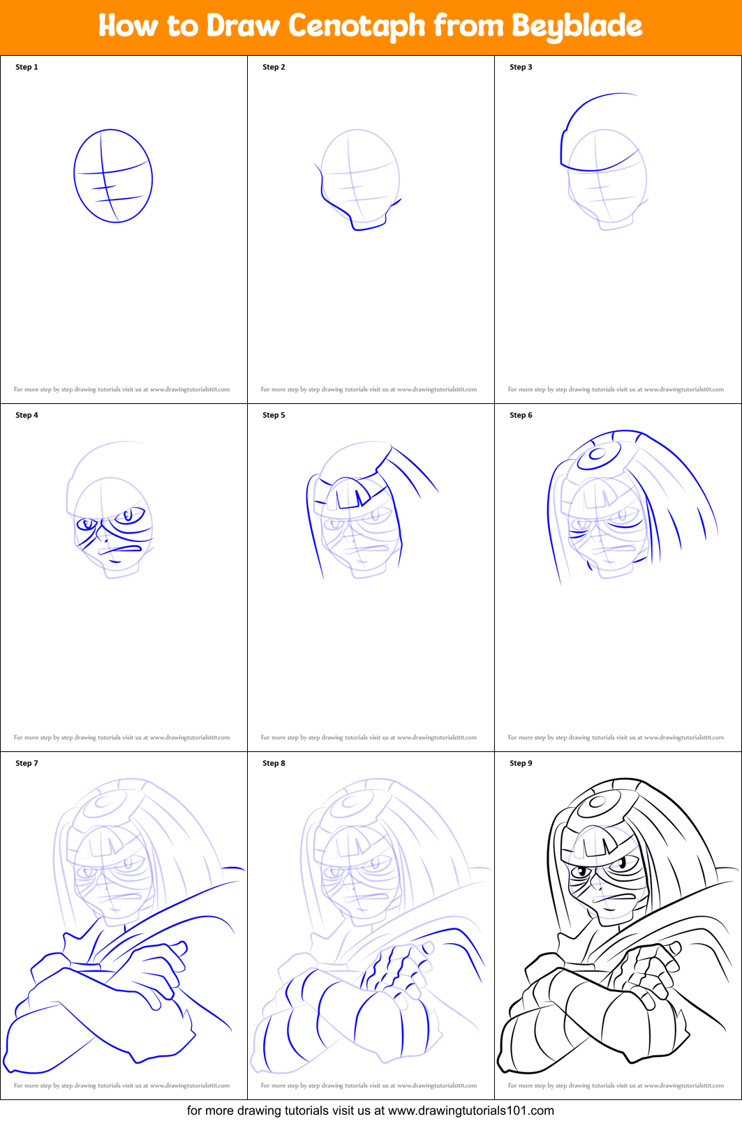 How to Draw Cenotaph from Beyblade Printable Step by Step