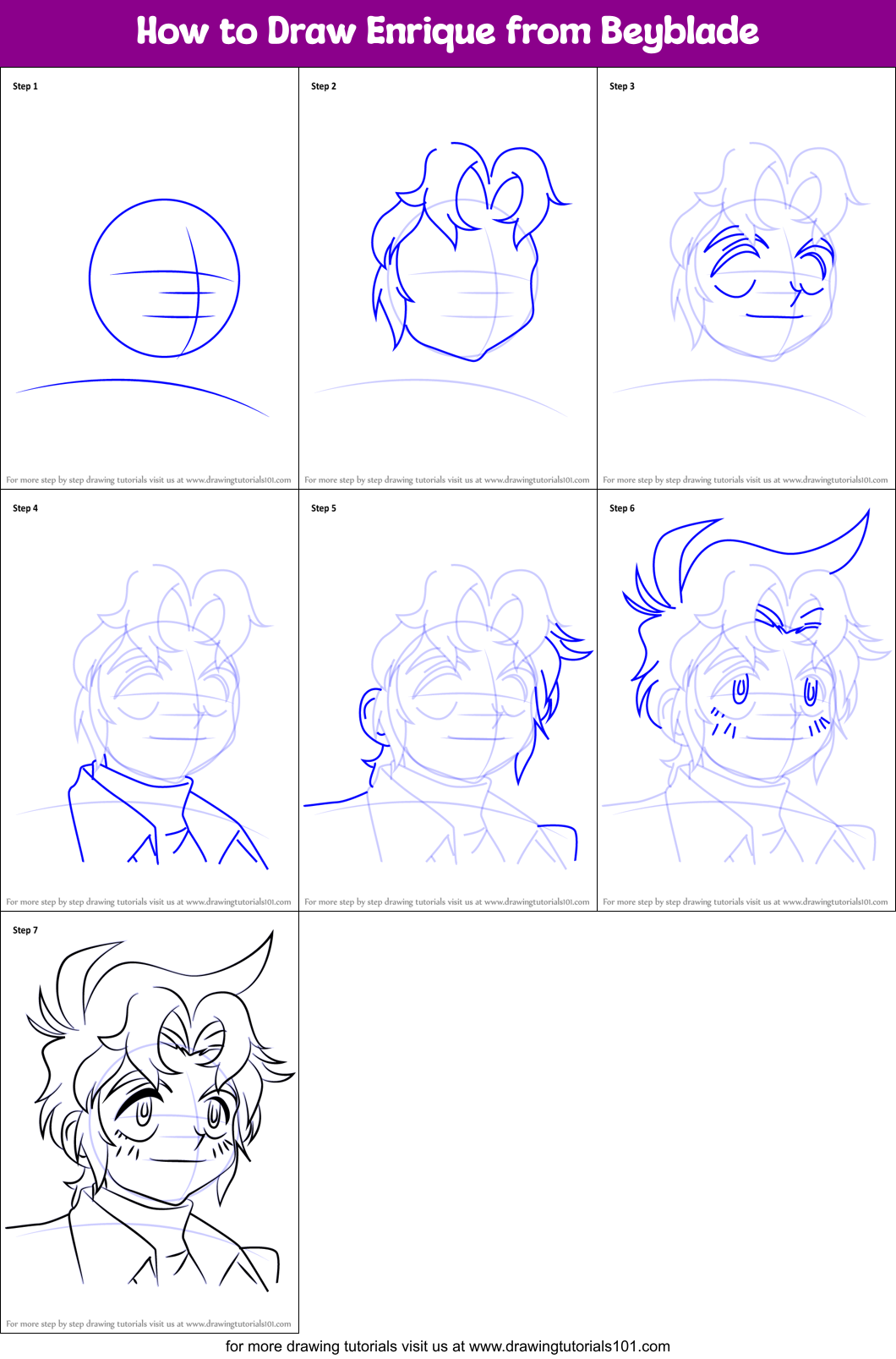 How to Draw Enrique from Beyblade Printable Step by Step