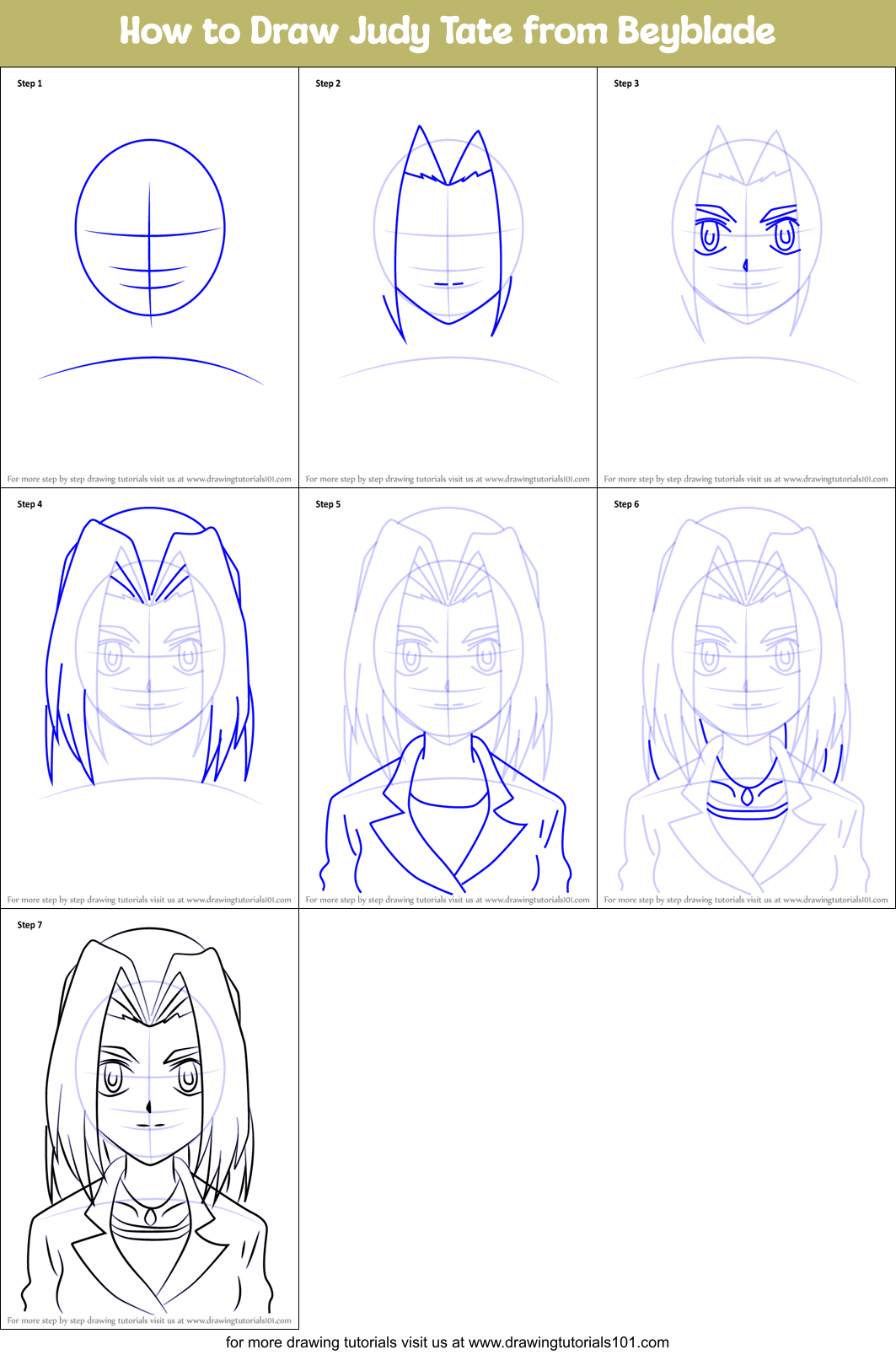 How to Draw Judy Tate from Beyblade Printable Step by Step