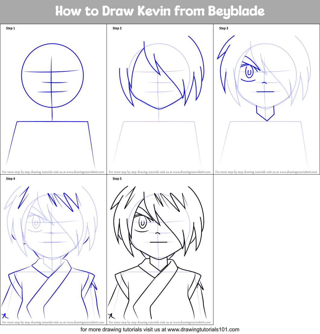 How to Draw Kevin from Beyblade Printable Step by Step
