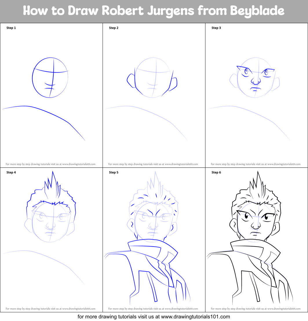 How to Draw Robert Jurgens from Beyblade Printable Step by Step