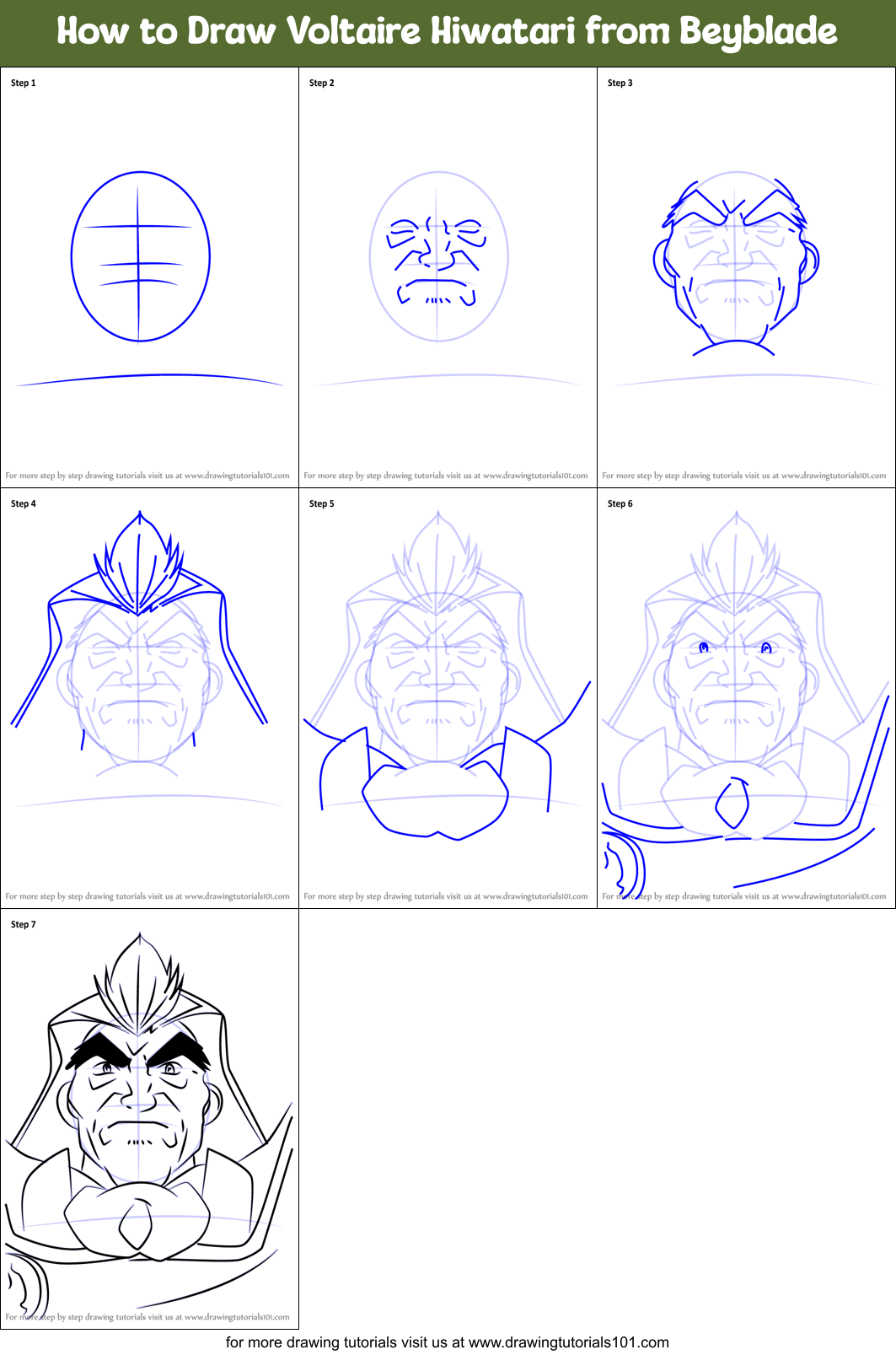 How to Draw Voltaire Hiwatari from Beyblade Printable Step by Step