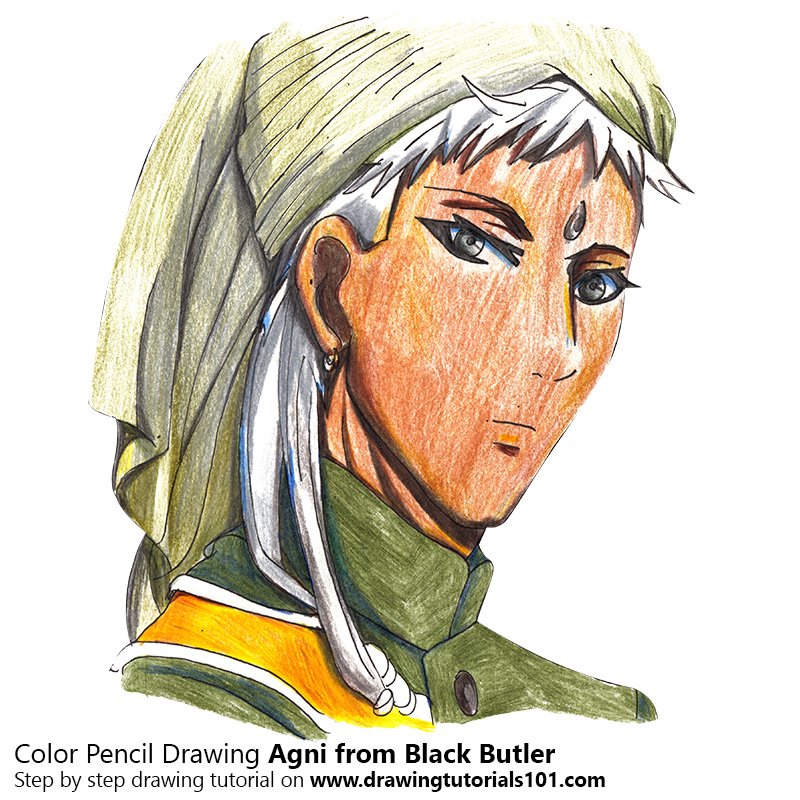 How to Draw Agni from Black Butler by Color Pencils