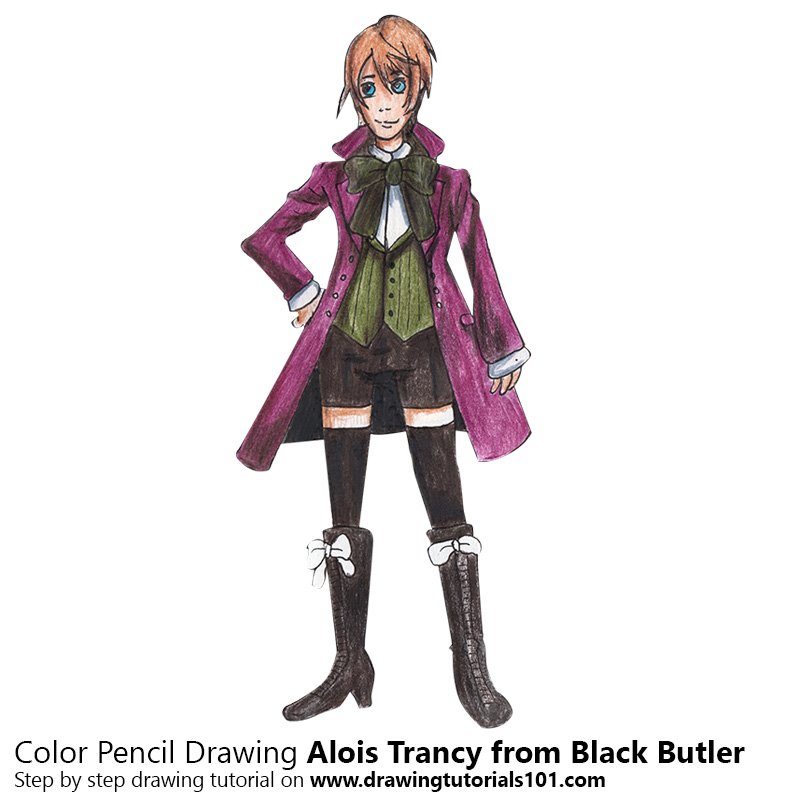 How to Draw Alois Trancy from Black Butler by Color Pencils