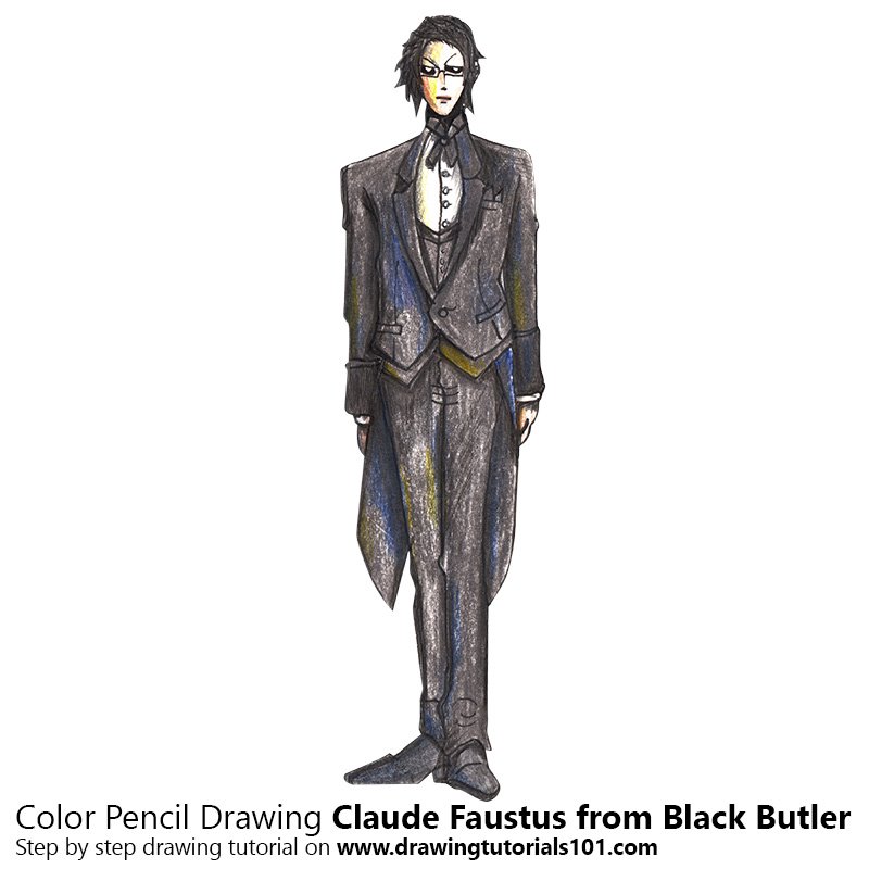 How to Draw Claude Faustus from Black Butler by Color Pencils