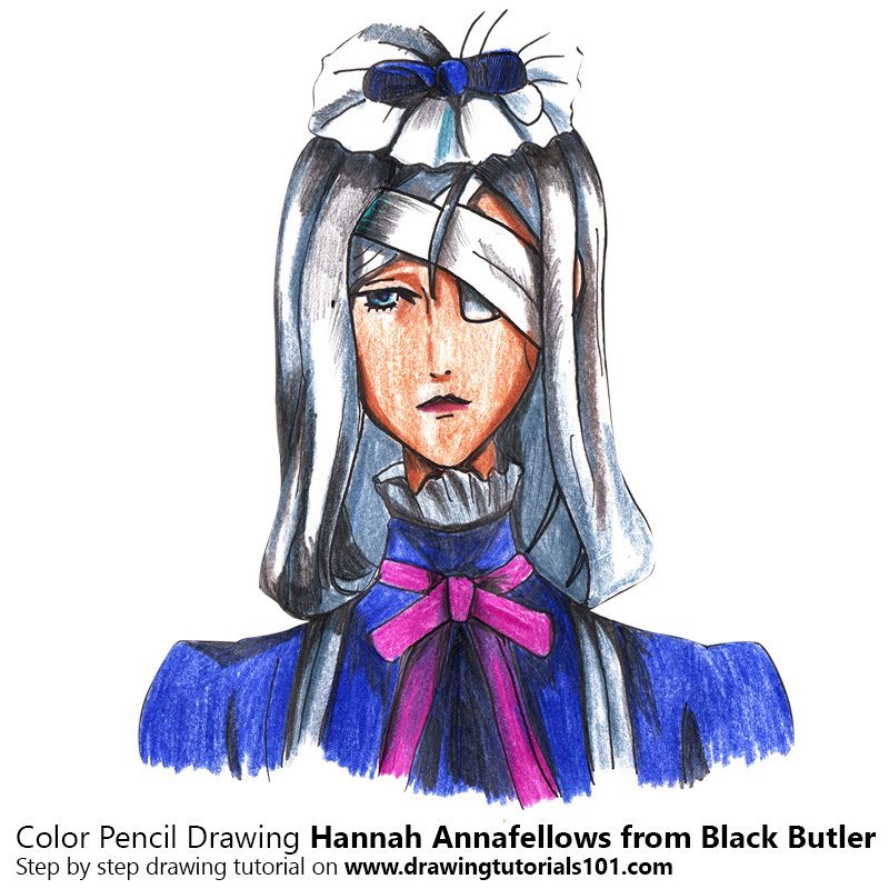 How to Draw Hannah Annafellows from Black Butler by Color Pencils