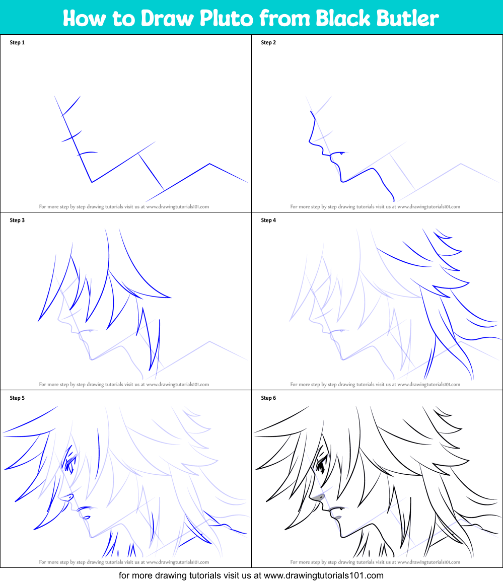 How To Draw Pluto From Black Butler Printable Step By Step Drawing 