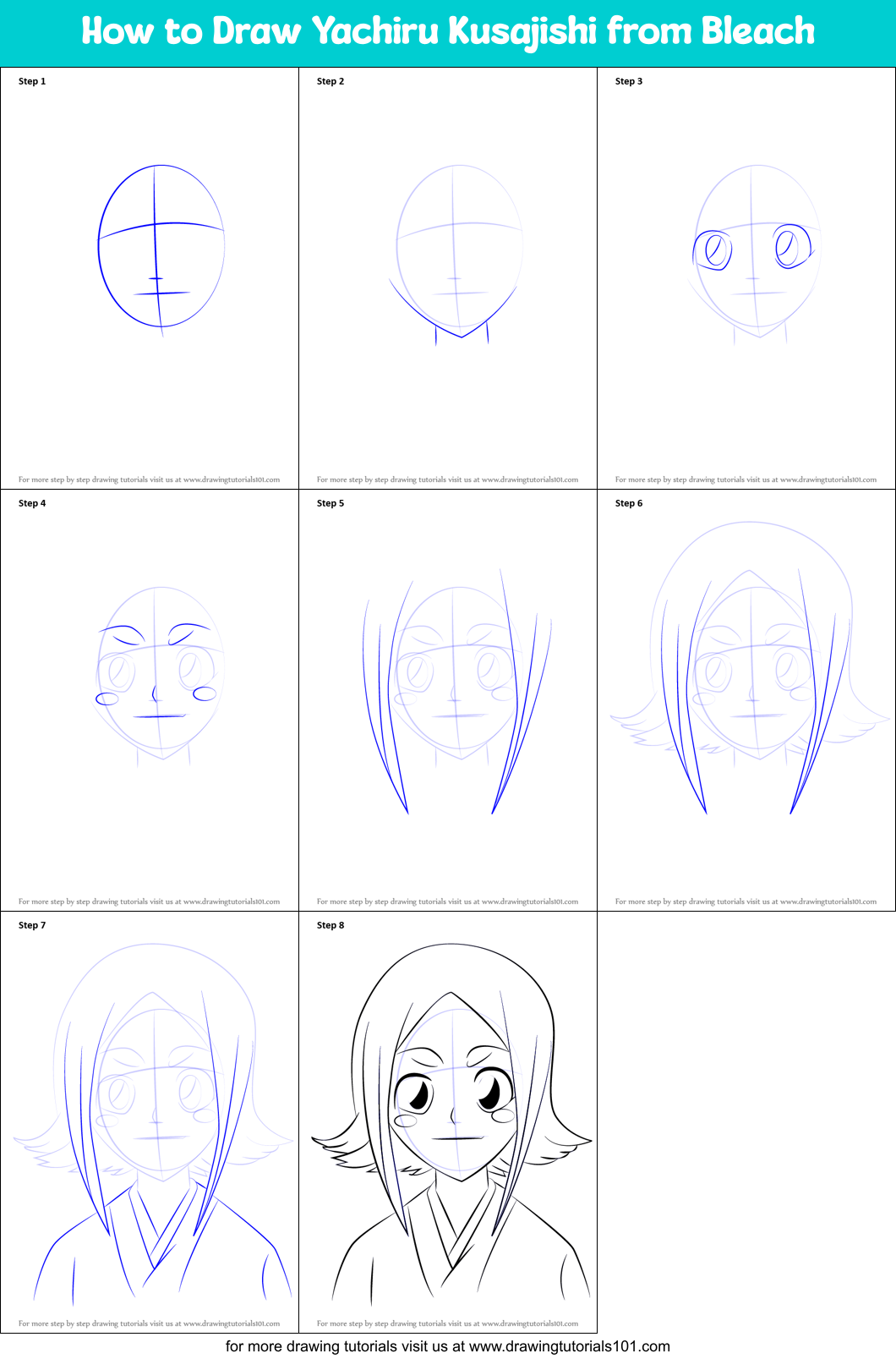How to Draw Yachiru Kusajishi from Bleach Printable Step by Step