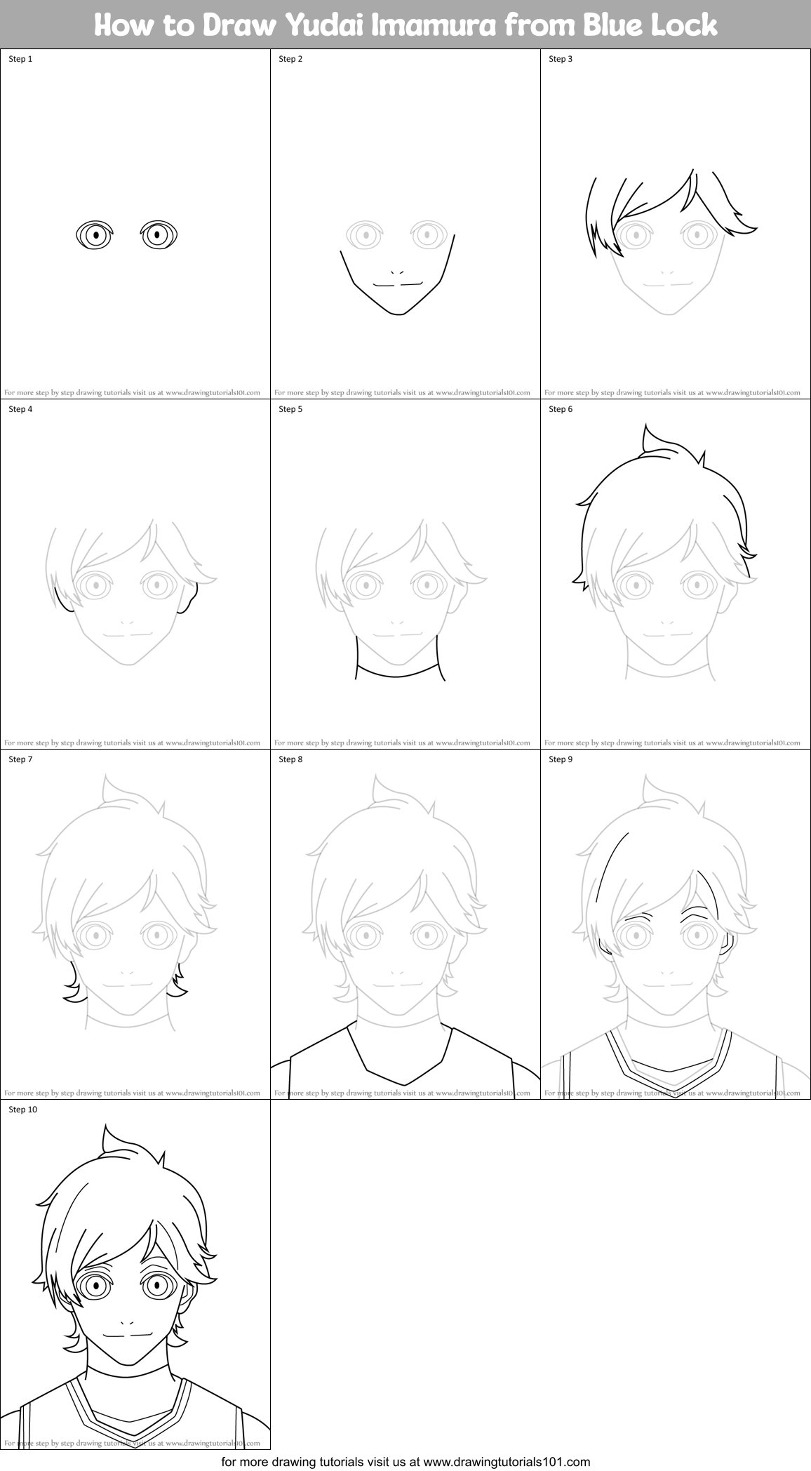 How to Draw Yudai Imamura from Blue Lock Printable Step by Step