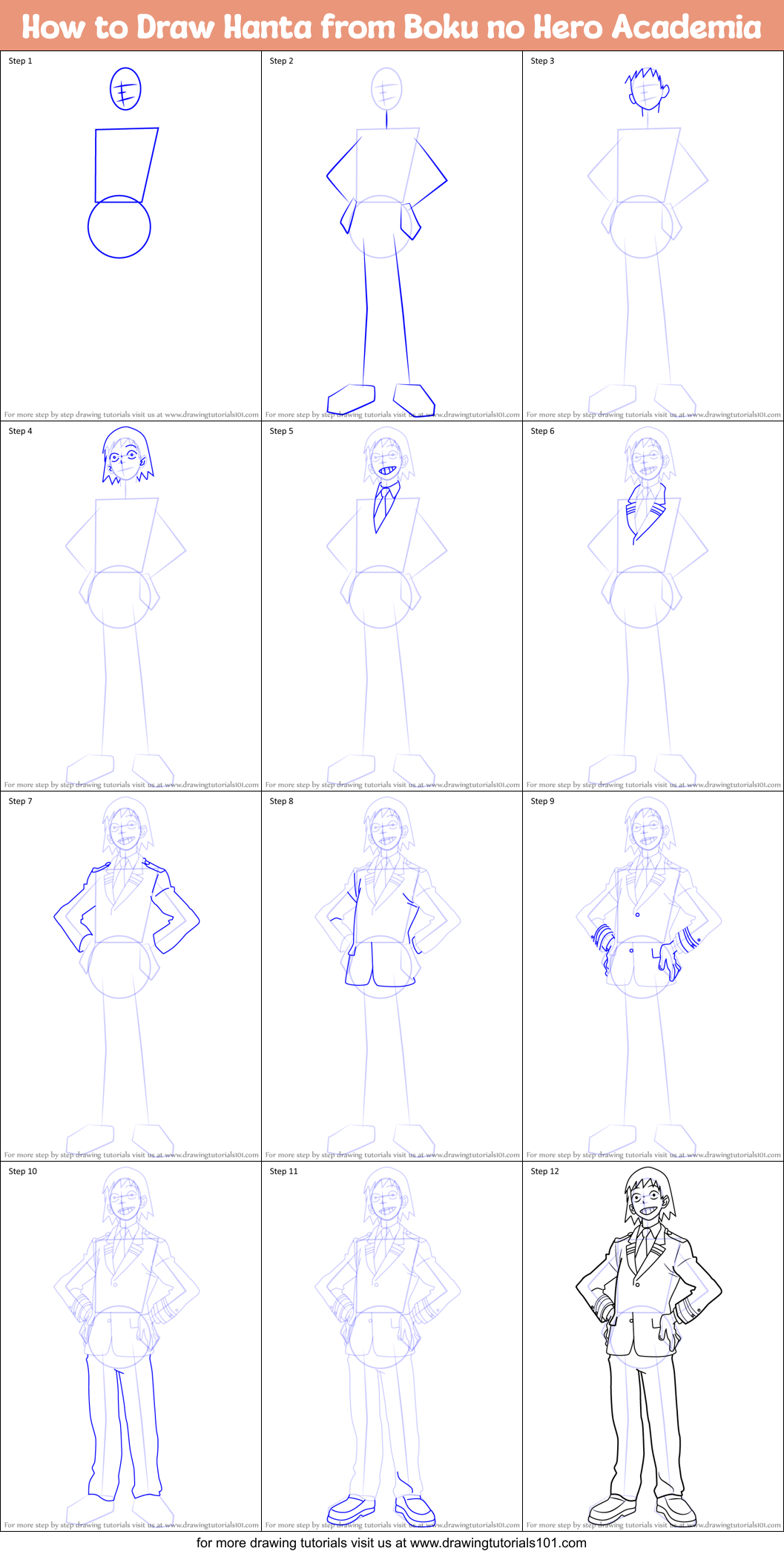 How to Draw Hanta from Boku no Hero Academia Printable Step by Step