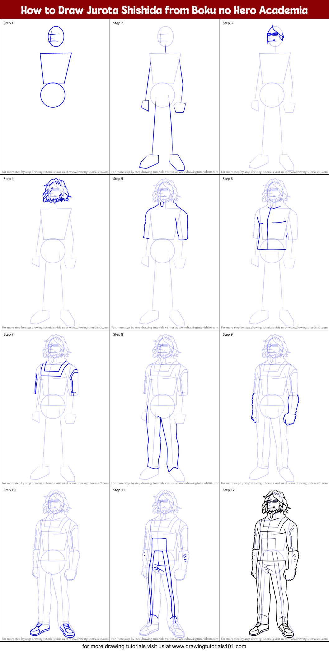 How to Draw Jurota Shishida from Boku no Hero Academia Printable Step by Step