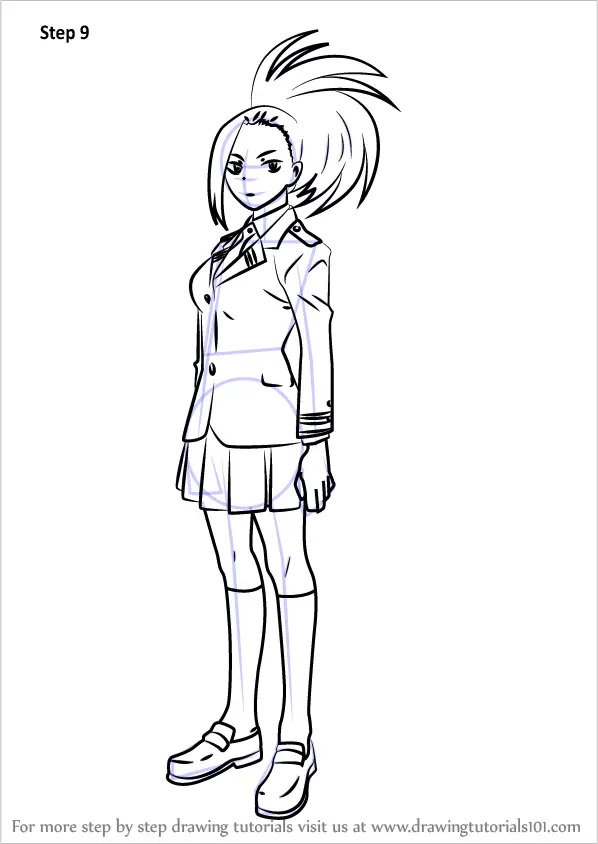 Learn How To Draw Momo Yaoyorozu From Boku No Hero Academia Boku No Hero Academia Step By Step Drawing Tutorials