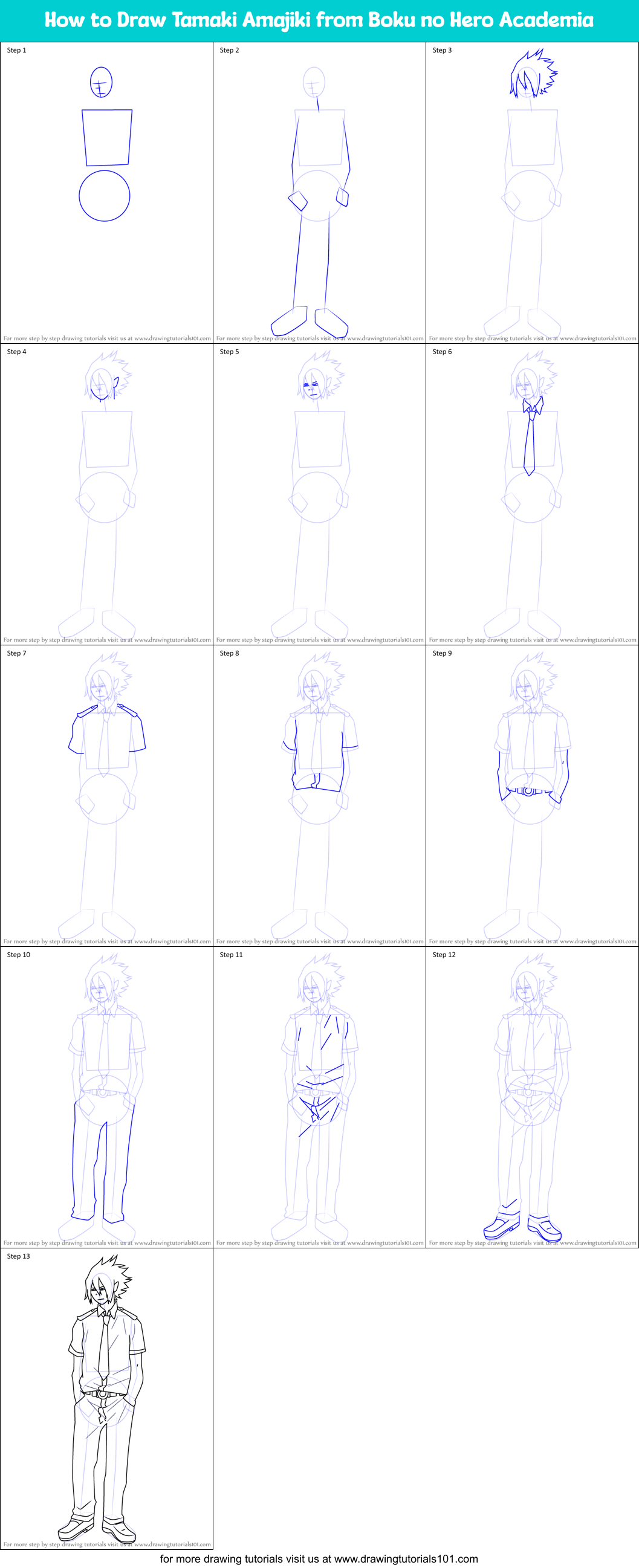 How to Draw Tamaki Amajiki from Boku no Hero Academia printable step by