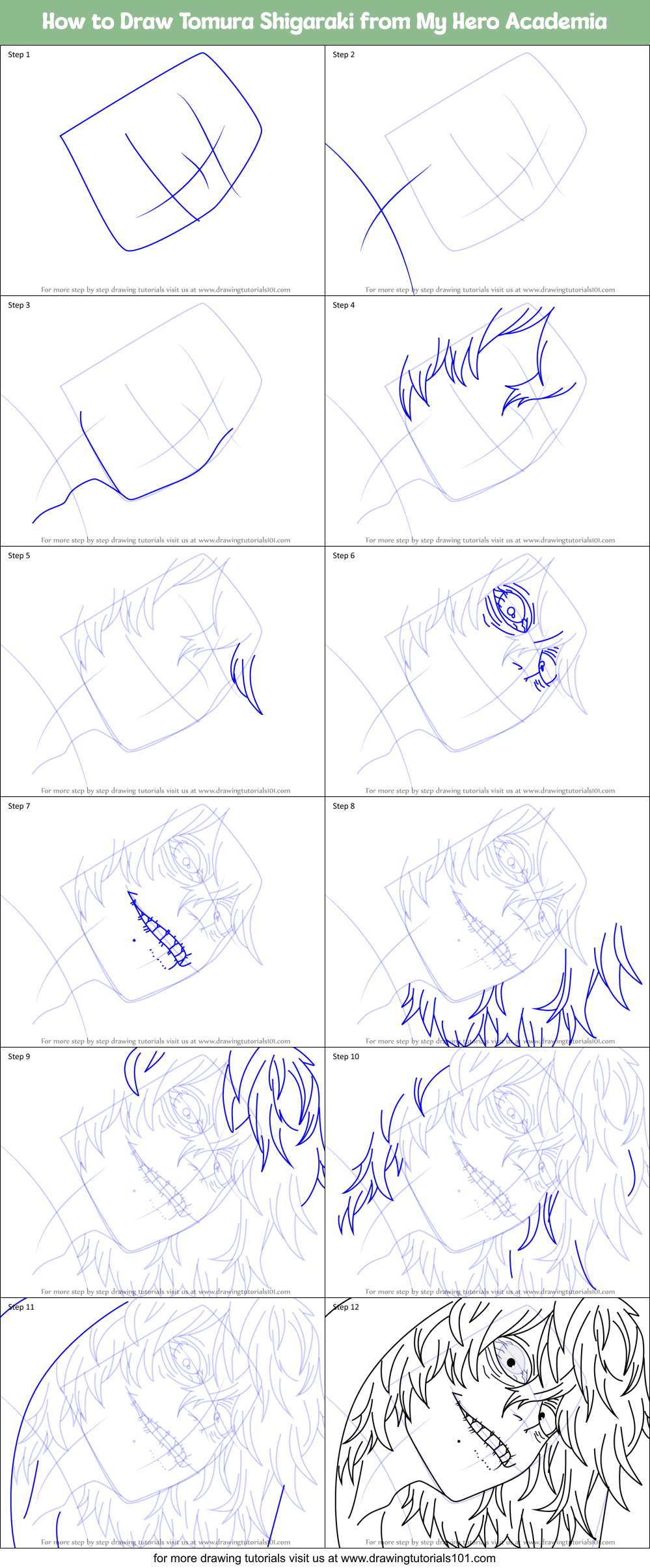 How to Draw Tomura Shigaraki from My Hero Academia Printable Step by Step