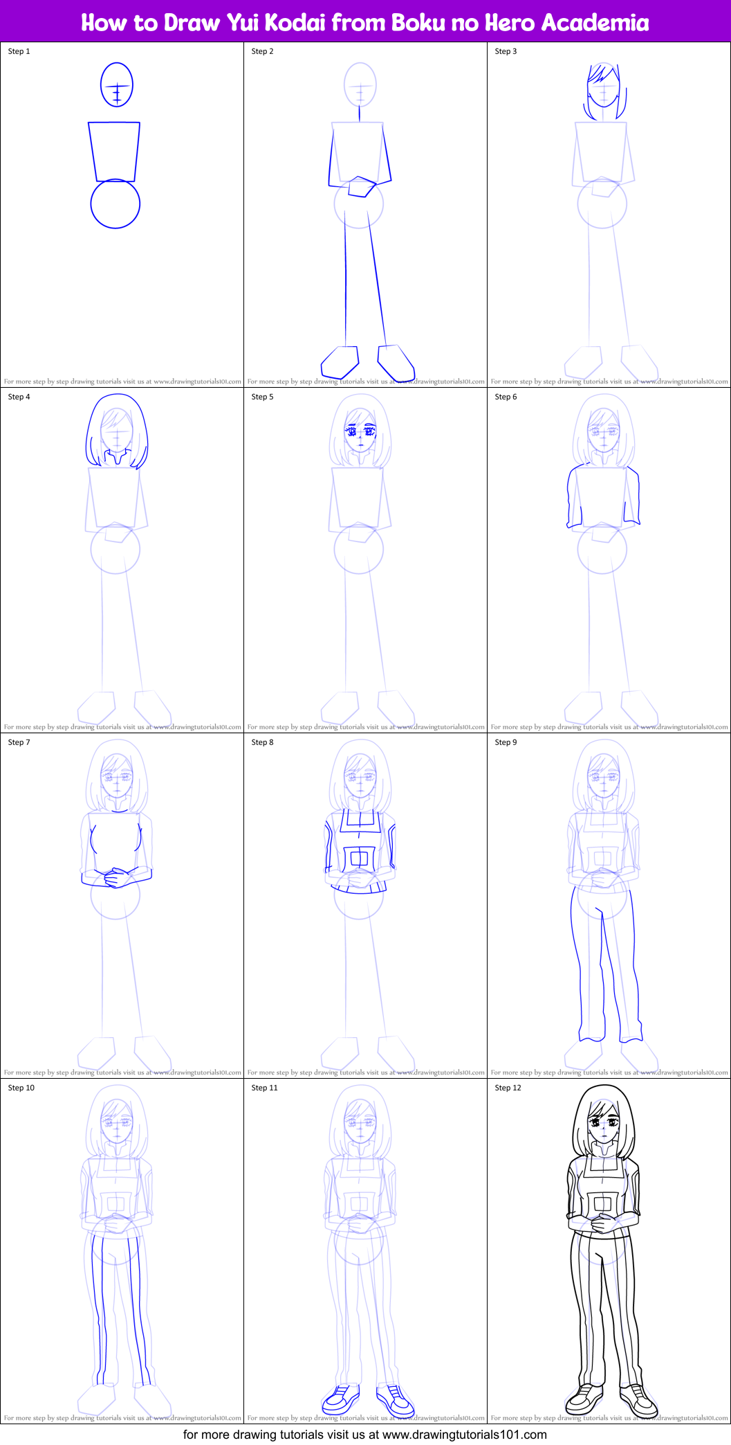 How to Draw Yui Kodai from Boku no Hero Academia Printable Step by Step