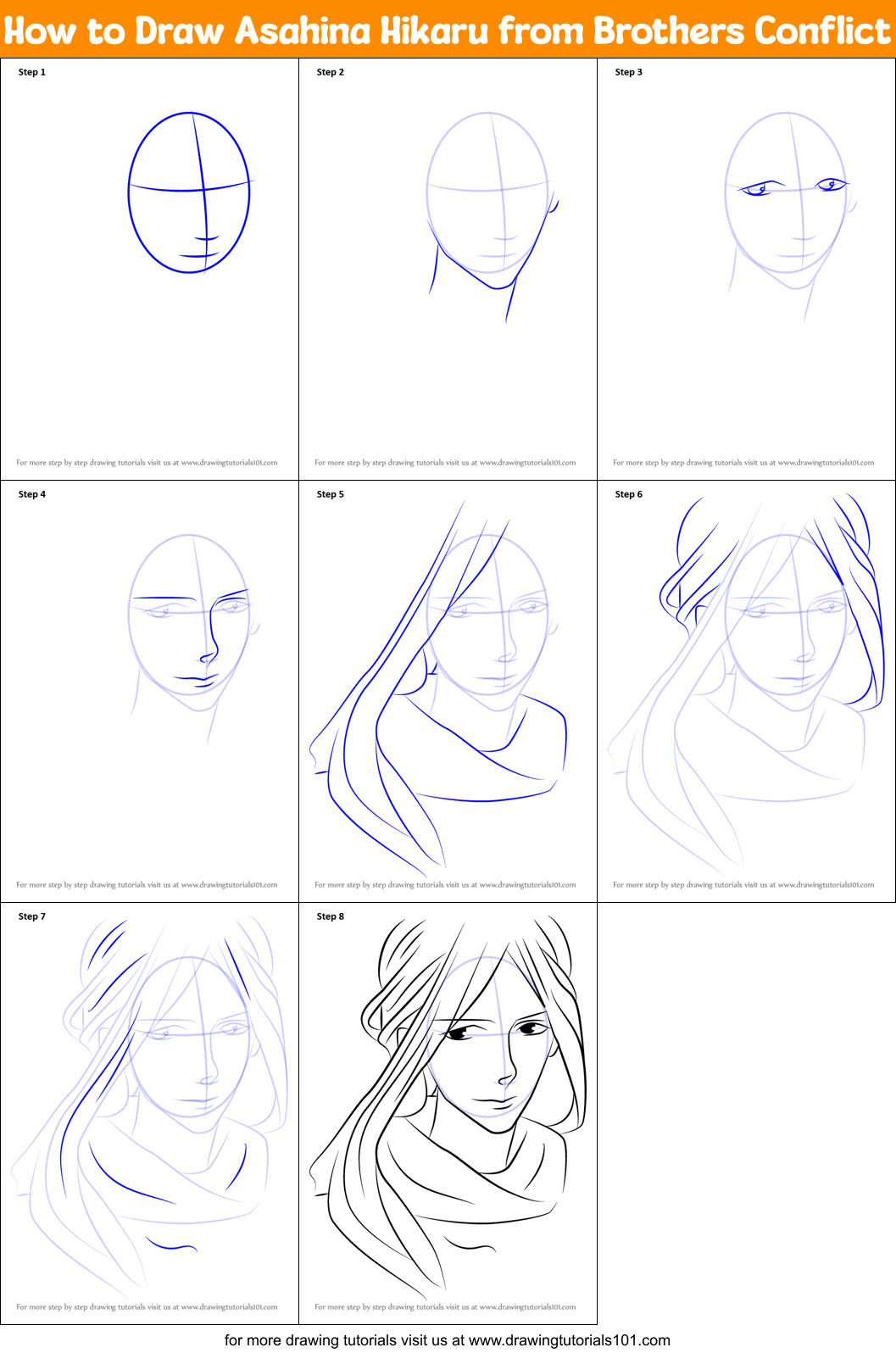How to Draw Asahina Hikaru from Brothers Conflict Printable Step by Step