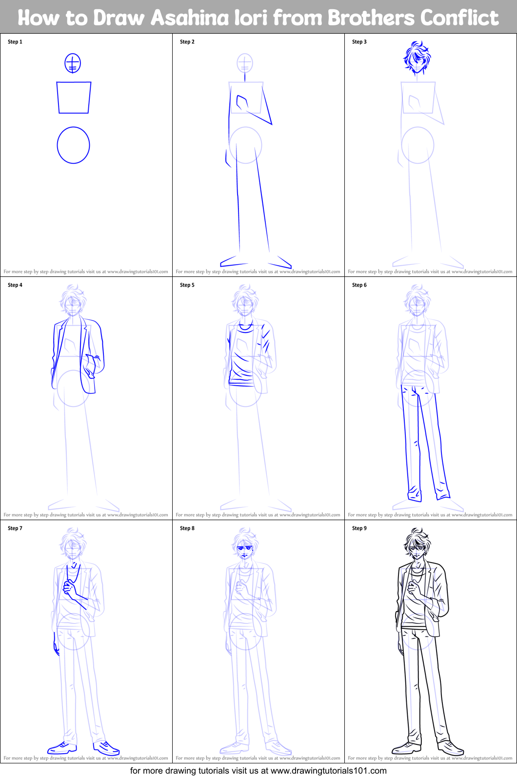 How to Draw Asahina Iori from Brothers Conflict Printable Step by Step