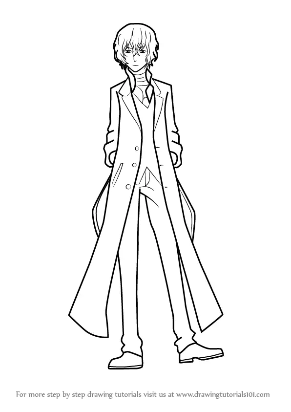 Learn How To Draw Osamu Dazai From Bungo Stray Dogs Bungo Stray Dogs Step By Step Drawing Tutorials While he is standing by a river, on the brink of starvation, he rescues a man whimsically attempting suicide. learn how to draw osamu dazai from